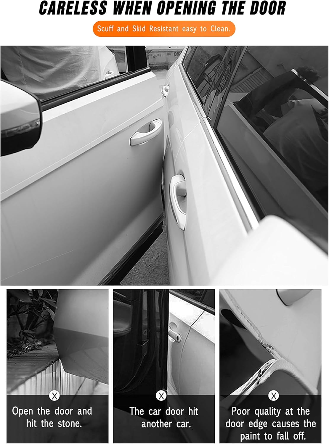 Anti-Scratch Anti-Collision Adhesive Strip Car Door Edge Guard Protector Strip Car Door Scuff Plate Protectors Transparent Invisible Tape for Rear Bumper/Door(33Ft x 2In) - Image 4