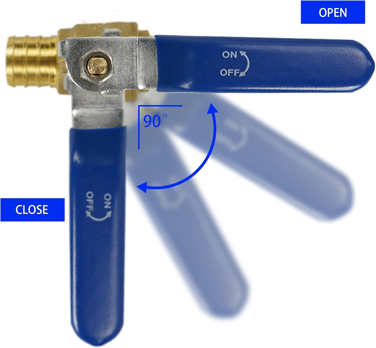2 Pieces 3/4 Inch Pex Brass Full Port Shut Off Ball Valve Hot and Cold, Quarter Turn HOT (RED) COLD (BLUE) of Brass Water Stop Shut Off, 1 Piece Each - Image 3