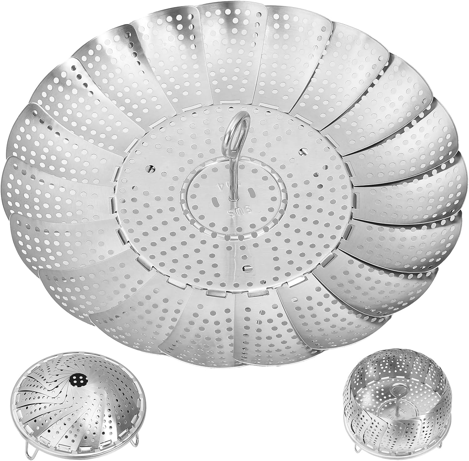 Steamer Basket for Cooking 304 Stainless Steel Entirely Thickened,Collapsible Steamer Insert for Pots, Fits Instant Pot/Skillets (5.5'' To 9.5'') - Image 1