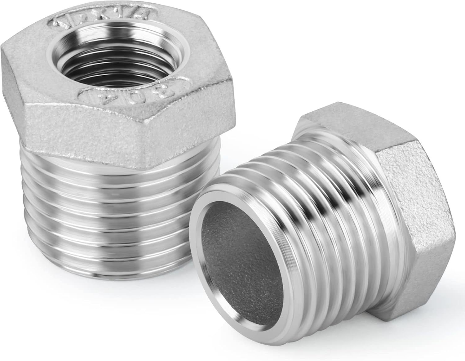 10PCS 304 Stainless Steel Reducer Hex Bushing, 3/8
