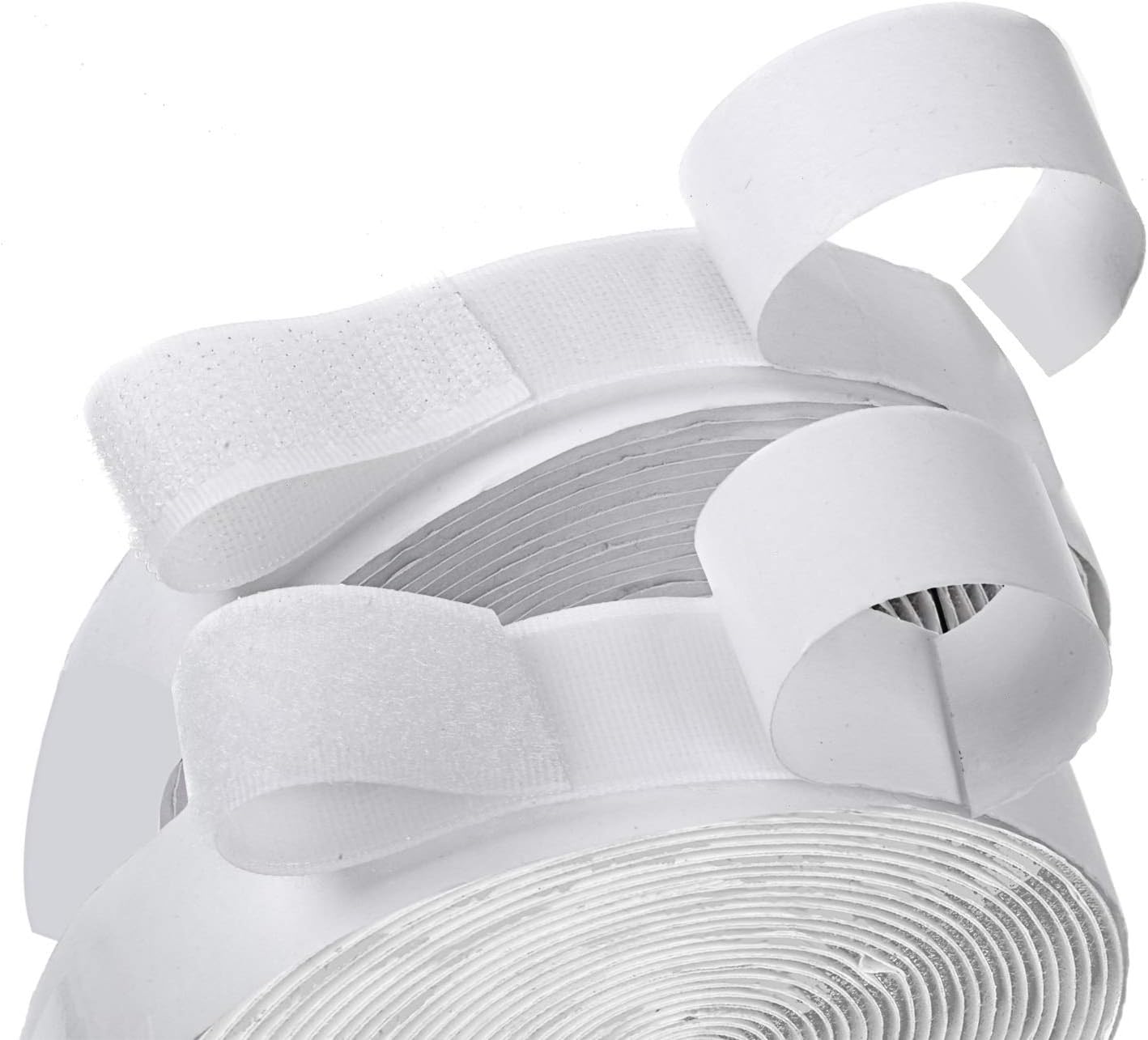 16 Feet Length 0.75 Inches Width Hook and Loop with Strong Self Adhesive Interlocking Strip, Mounting Tape Heavy Duty Adhesion Fastener (White) - Image 1