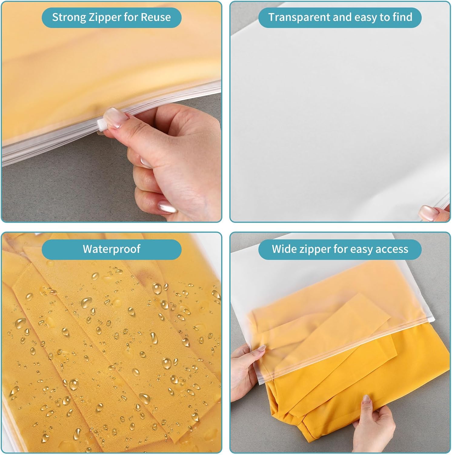 25 Pcs 13x10 Inch Frosted Resealable Clothing Bags - 3 Mil Heavy-Duty Plastic Packaging for Apparel Storage | Travel & Small Business Organizer for Shirts, Delicate Garments-No Vent Holes - Image 6