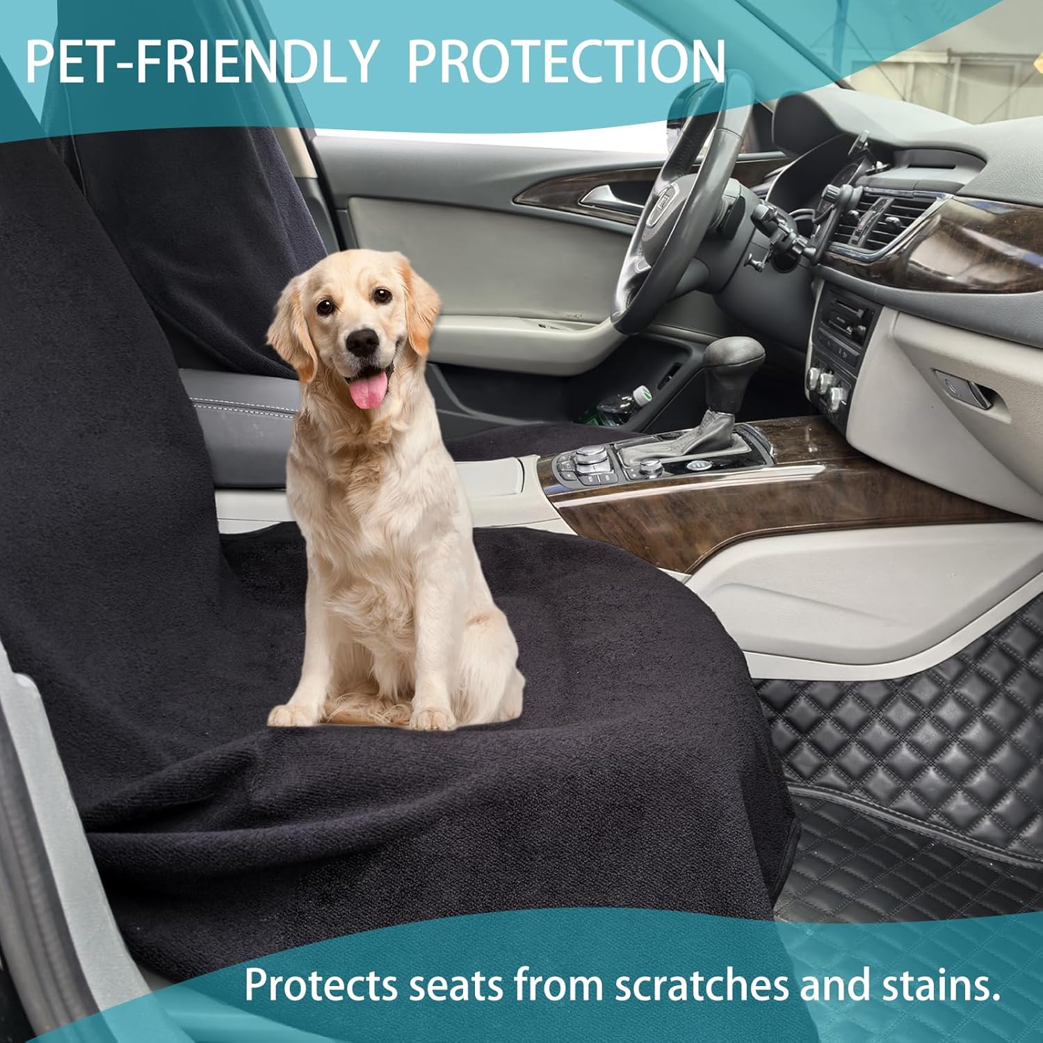 Car Seat Covers Universal Car Protective Front Seat Covers Washable Non-Slip Seat Protectors for Gym Workouts,Waterproof and Sweatproof Towel Seat Covers for Cars,Trucks, Jeeps (Black) - Image 4