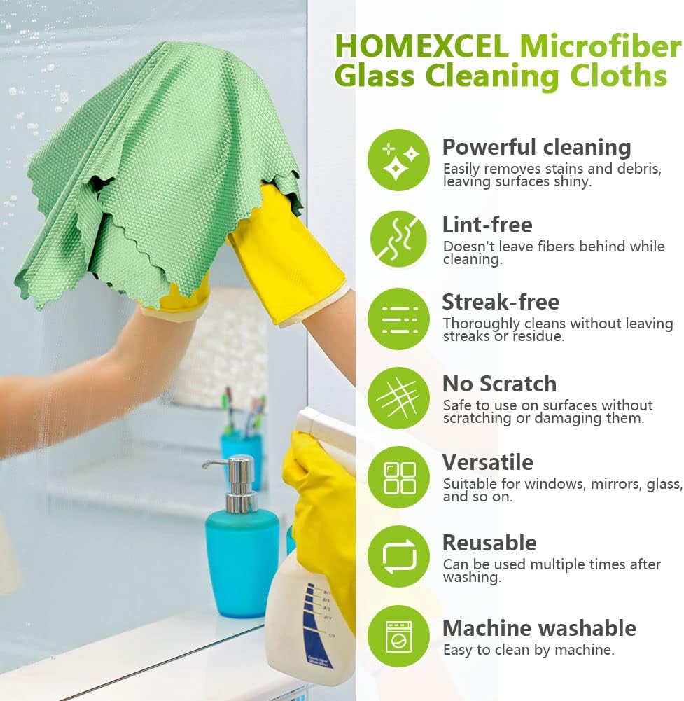 Microfiber Glass Cleaning Cloths-6PK, 16