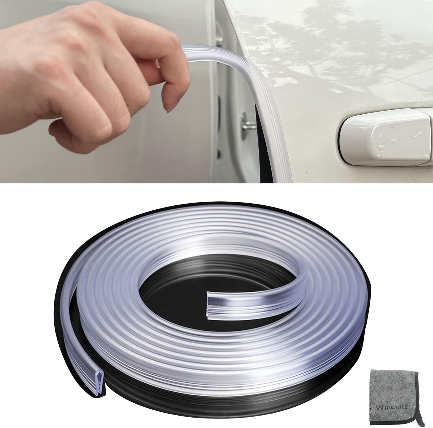 32.8ft (10m) Car Door Edge Guards Clear – Self-Adhesive PVC, U-Shaped, Fits Most Vehicles, Scratch- and Chip-Resistant – Reduces Dings in Parking Lots - Image 1