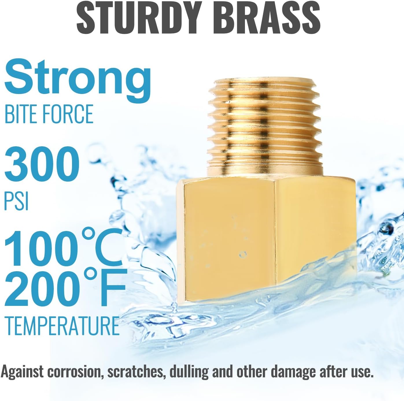 4-Pack 1/2 Inch Male x 1/2'' Female Brass Pipe Fitting Adapters, 1/2'' NPT Male to Female Adapters, 1/2'' Brass Pipe Extension Fittings for Shower Head - Image 6