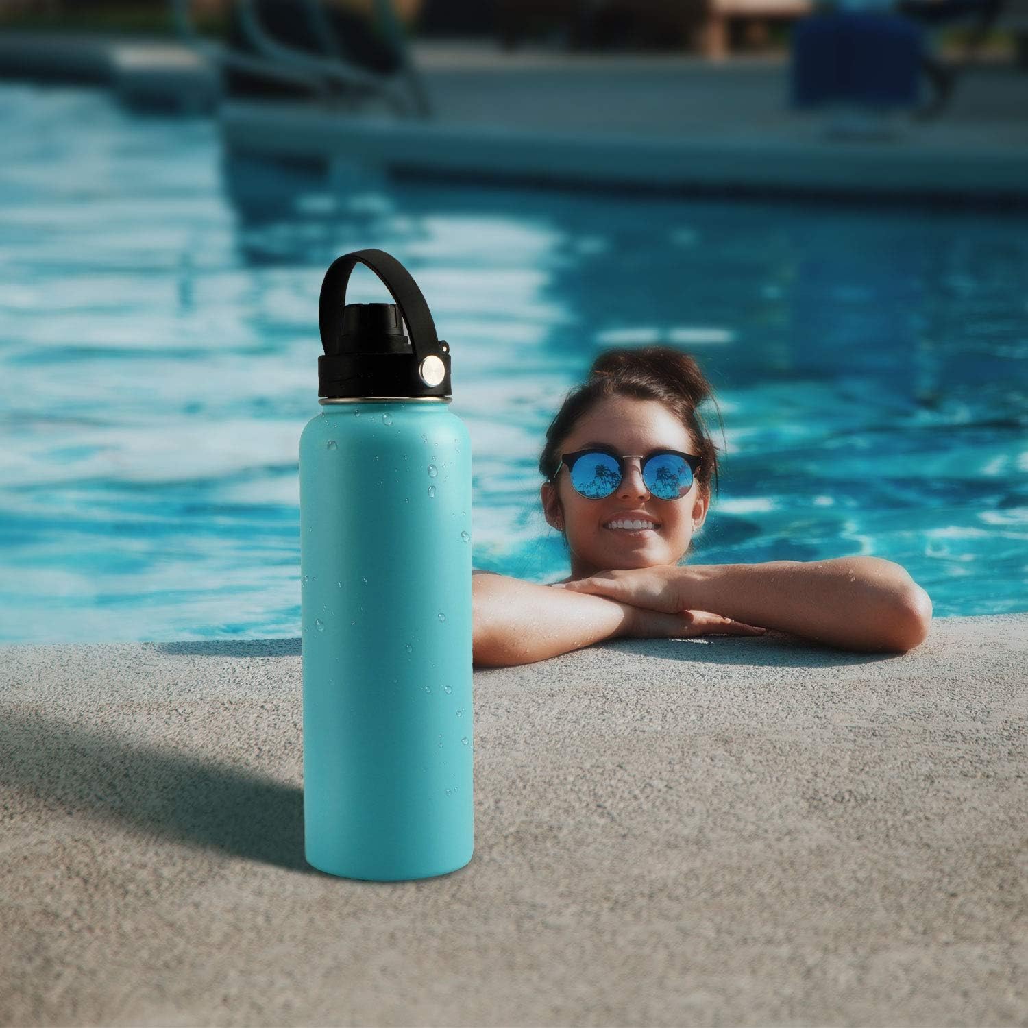 Wide Mouth Lid with Flexible Handle Compatible with Hydro Flask 12/16/18/20/32/40/64 Oz, Fits Simple Modern, Takeya, Iron Flask, BUZIO and Most Wide Mouth Water Bottles (Black, 1 Pack) - Image 5