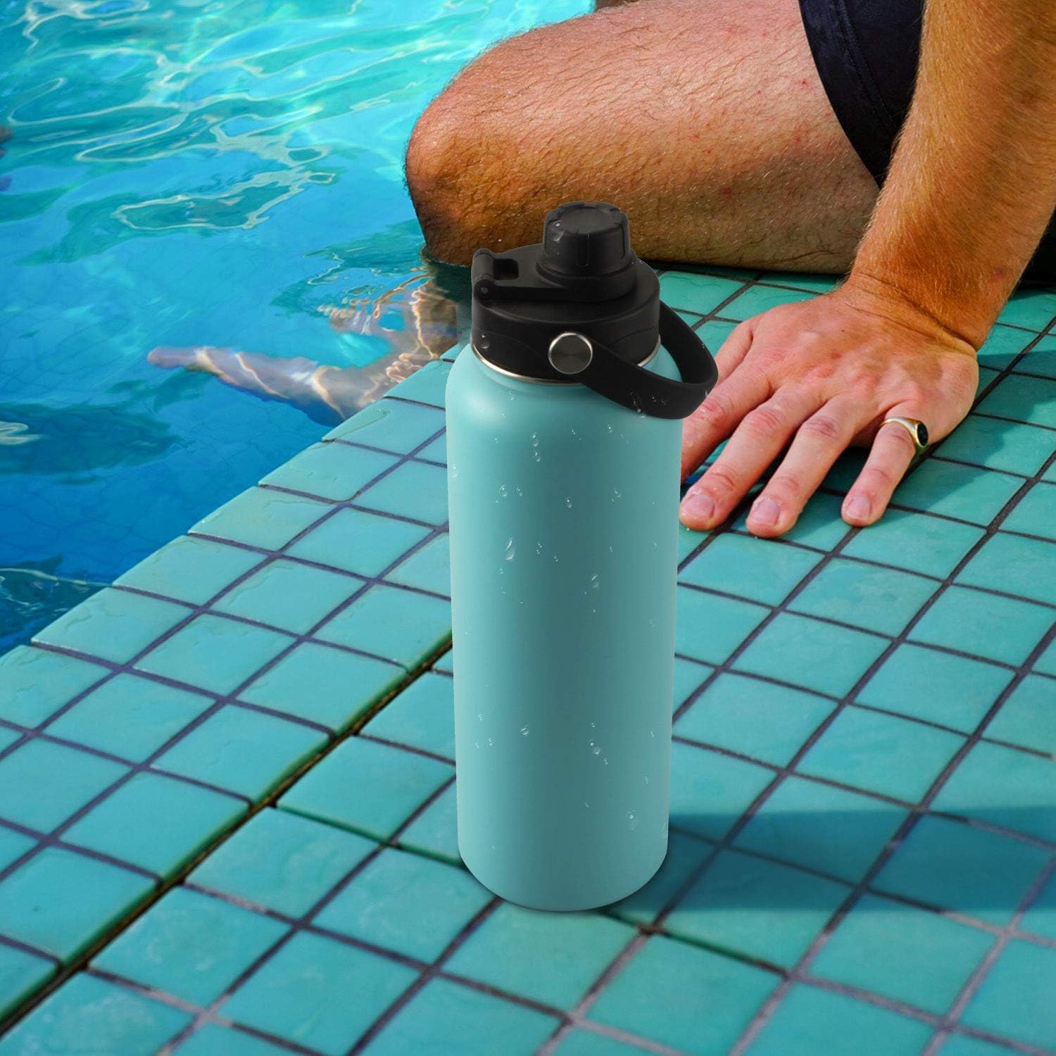 Wide Mouth Lid with Flexible Handle Compatible with Hydro Flask 12/16/18/20/32/40/64 Oz, Fits Simple Modern, Takeya, Iron Flask, BUZIO and Most Wide Mouth Water Bottles (Black, 1 Pack) - Image 6