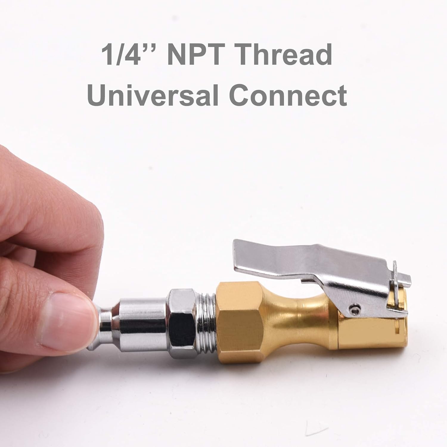 Brass Air Chuck Closed Flow Tire Chuck Heavy Duty Lock on Tire Inflator Chuck with Clip - Image 2