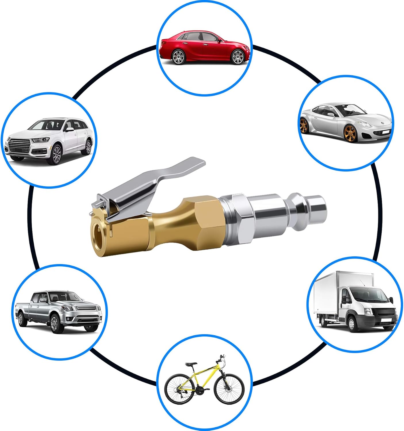 Brass Air Chuck Closed Flow Tire Chuck Heavy Duty Lock on Tire Inflator Chuck with Clip - Image 5