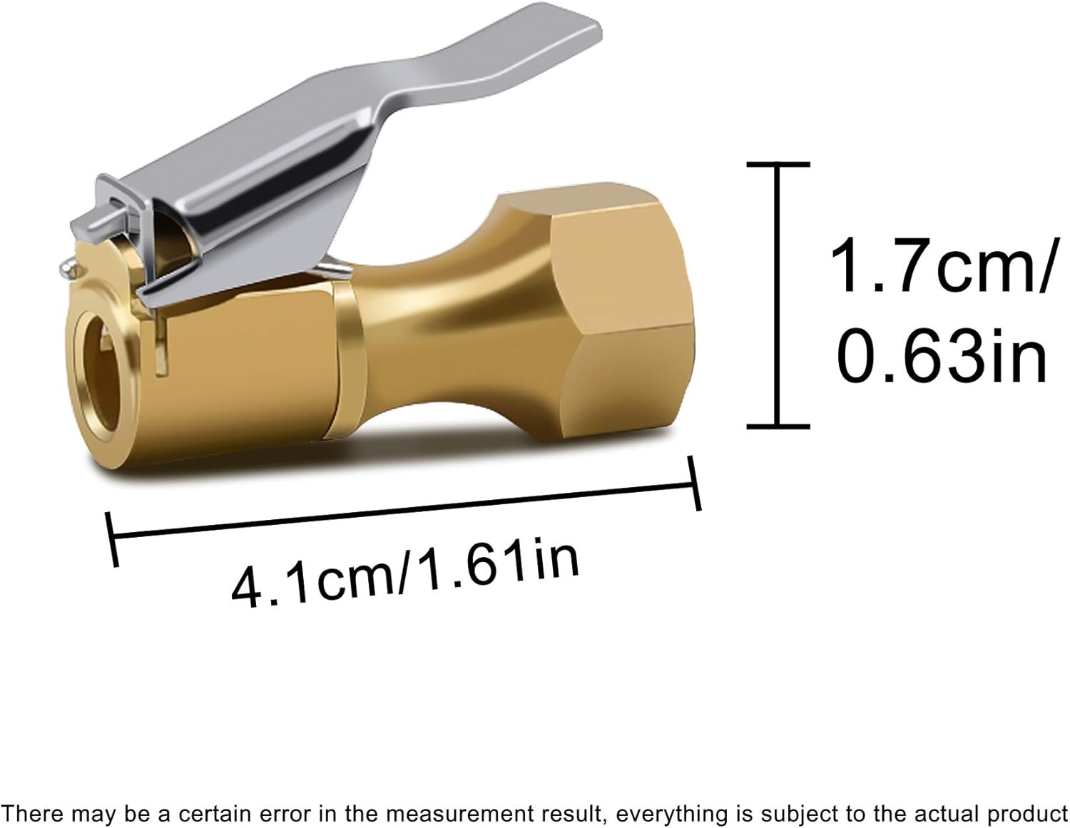 Brass Air Chuck Closed Flow Tire Chuck Heavy Duty Lock on Tire Inflator Chuck with Clip - Image 7