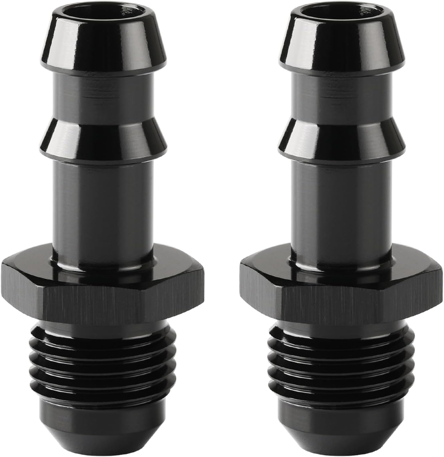 6AN Male Flare to 3/8 Hose Barb Straight Fitting Adapter Aluminum Black 2PCS - Image 3