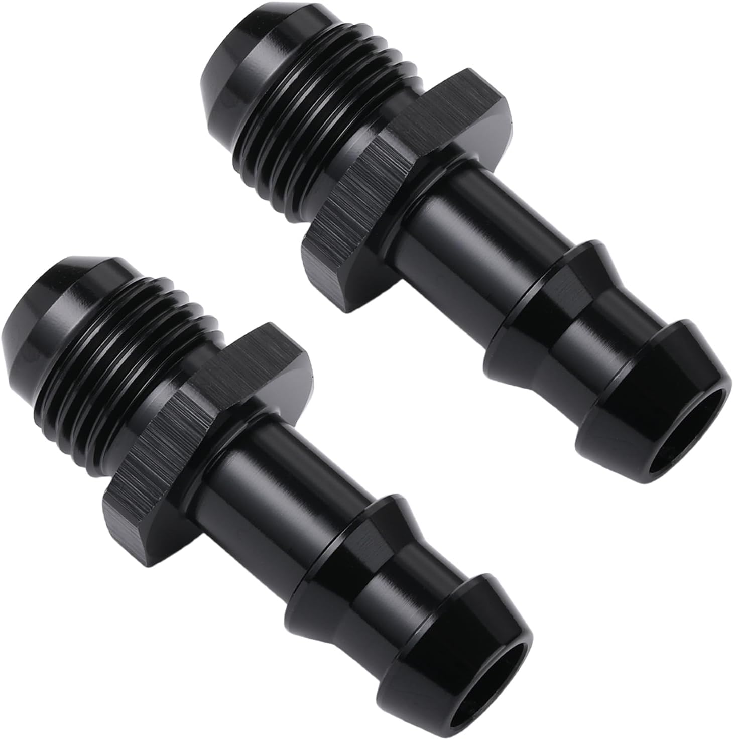 6AN Male Flare to 3/8 Hose Barb Straight Fitting Adapter Aluminum Black 2PCS - Image 4