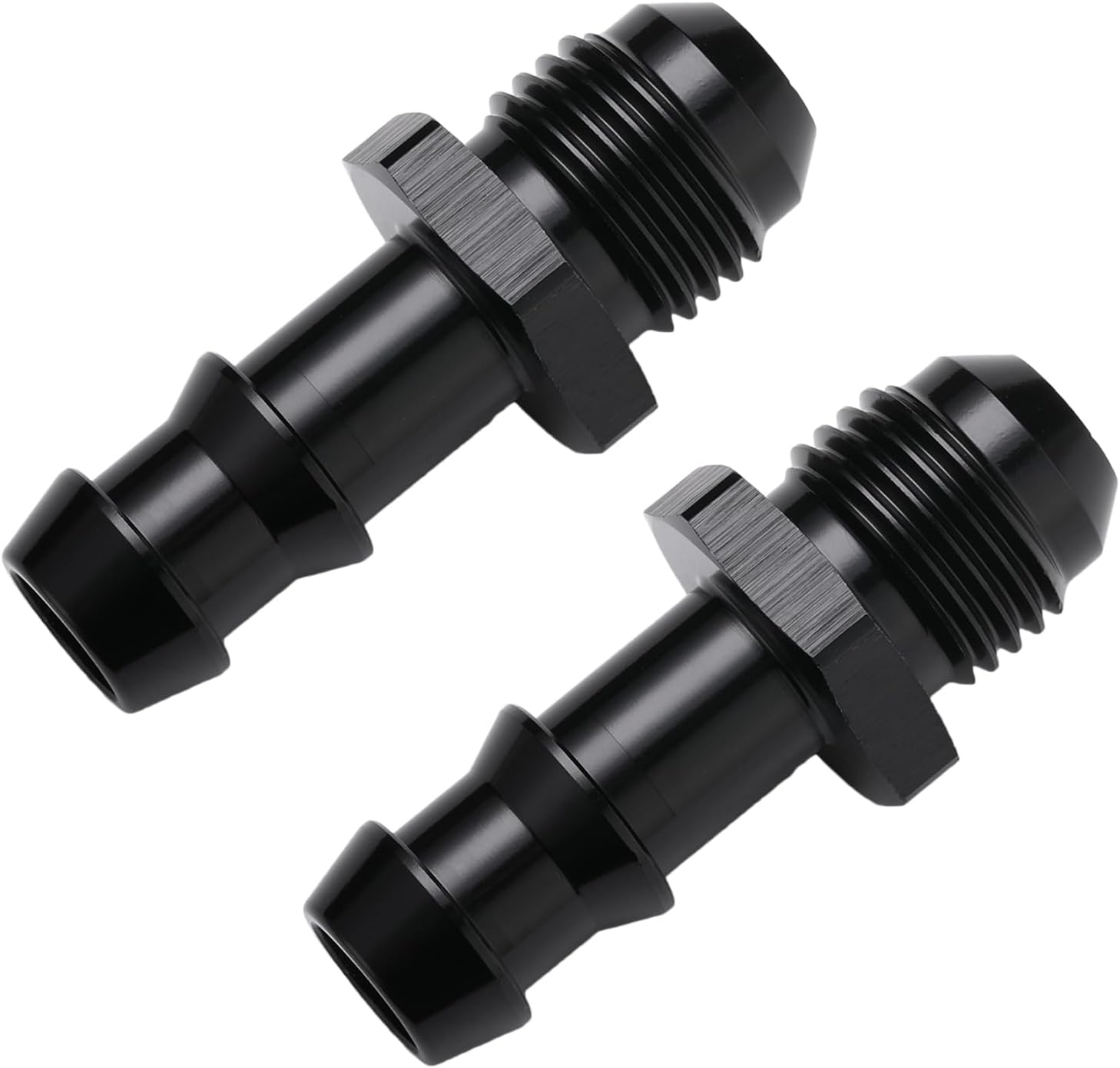 6AN Male Flare to 3/8 Hose Barb Straight Fitting Adapter Aluminum Black 2PCS - Image 5
