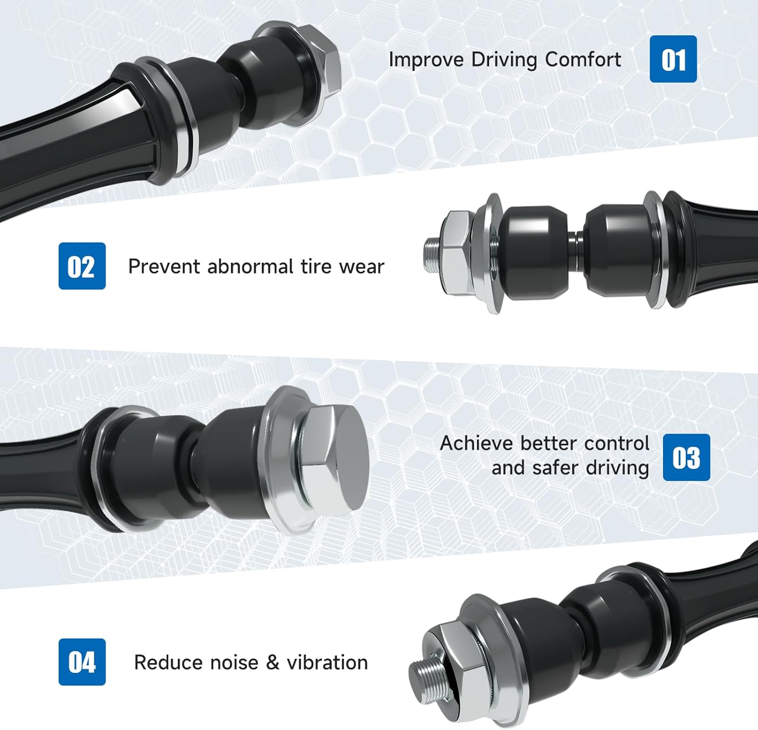 K700432 Sway Bar Links Fit For Escalade,Escalade ESV,Escalade EXT;Avalanche,Silverado 1500,Suburban,Suburban 1500,Tahoe; Sierra,Yukon,Yukon XL,Yukon XL 1500 2007-2016 Front Stabilizer End Link - Image 5