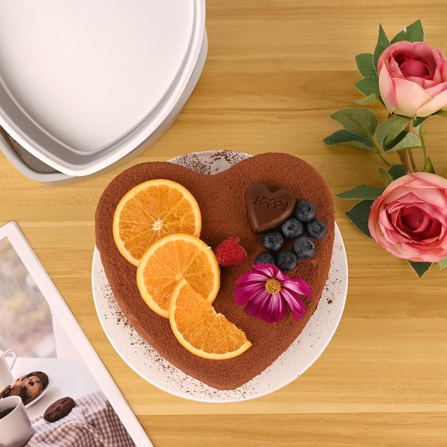 8 Inch Heart Cake Pan, Set of 2 Heart Shaped Cake Pans with 60 Pieces Parchment Paper, Non-stick Cake Baking Pans for Kitchen Birthday Wedding - Image 2