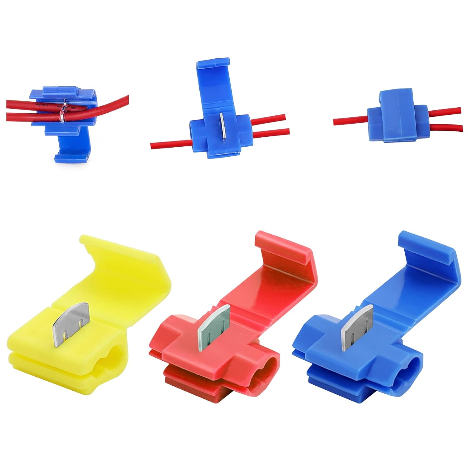 150 pcs Quick Splice Wire Connectors, Solderless Snap Electrical Connector, Blue, Wire Splice Connector, Insulated Wire Crimp Connectors Terminal Joint 22-10 AWG - Image 1