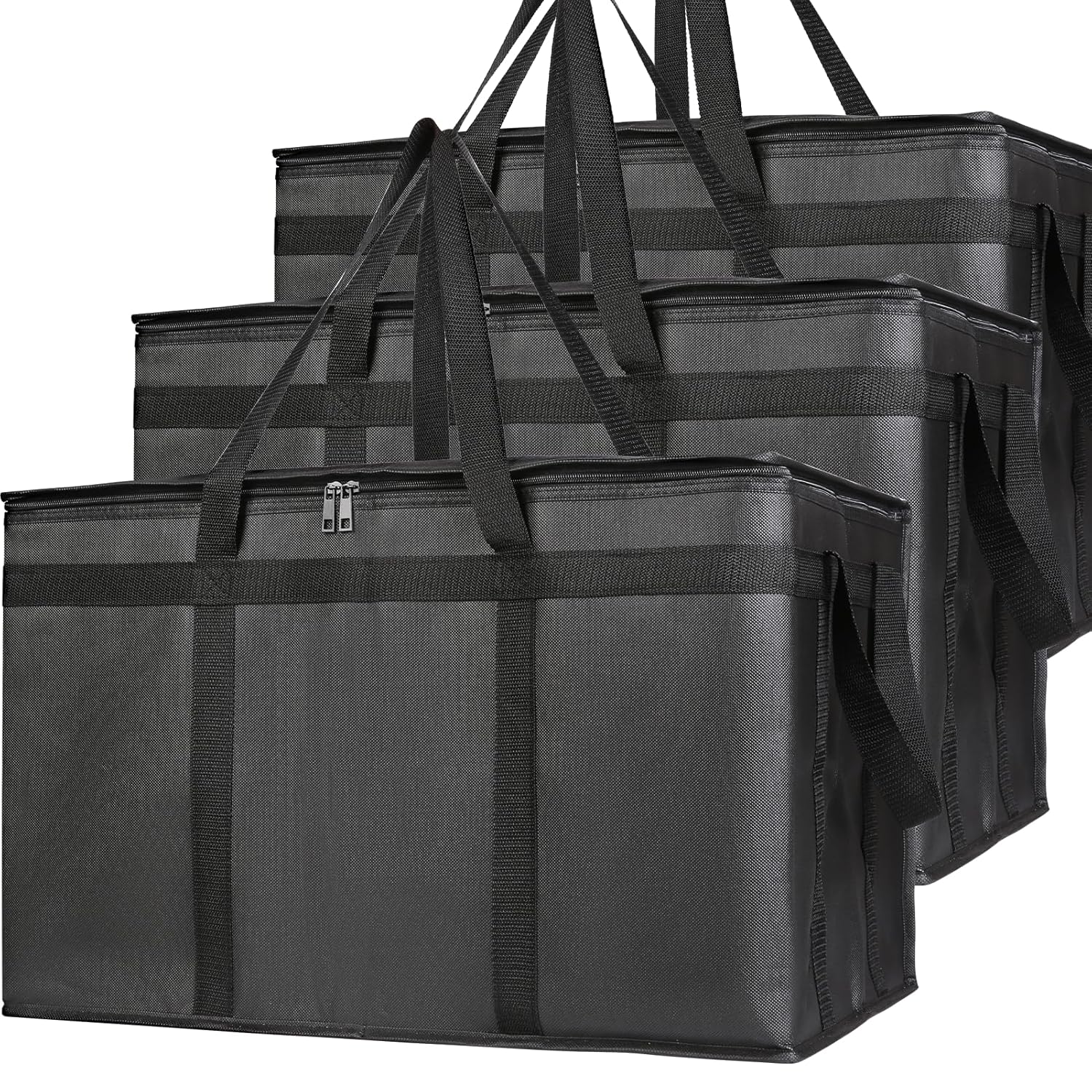 3-Pack Insulated Food Delivery Bag, XXXL Pizza Cooler Bags, Rideshare Delivery Bag, Thermal Cold/Hot Styrofoam Carrier for Catering/Shopping/Travel/Car, Warmer/Frozen - Image 1