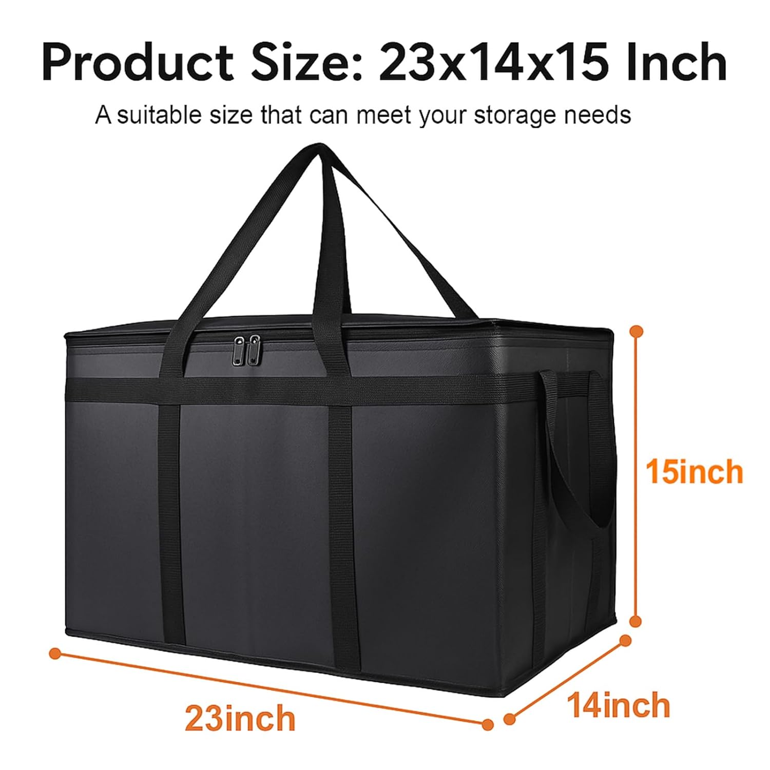 3-Pack Insulated Food Delivery Bag, XXXL Pizza Cooler Bags, Rideshare Delivery Bag, Thermal Cold/Hot Styrofoam Carrier for Catering/Shopping/Travel/Car, Warmer/Frozen - Image 3