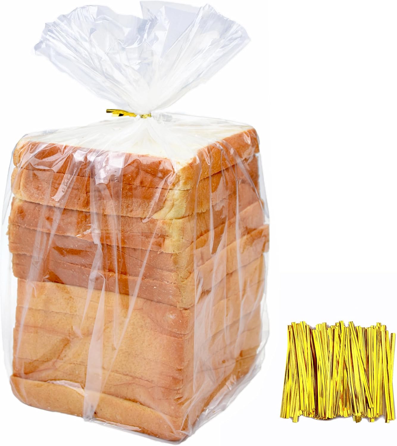 120Pcs Plastic Bread Bags for Homemade Bread and 120 Ties, 18 x 8 x 4 Inch Reusable Clear Loaf Bags, Adjustable, Perfect for Home Bakers and Bakeries (120Pcs) - Image 1