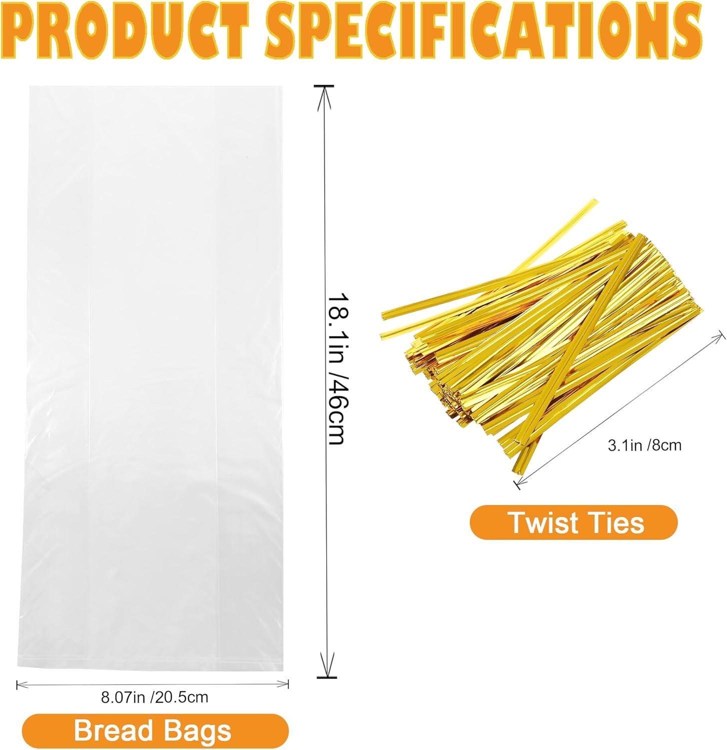 120Pcs Plastic Bread Bags for Homemade Bread and 120 Ties, 18 x 8 x 4 Inch Reusable Clear Loaf Bags, Adjustable, Perfect for Home Bakers and Bakeries (120Pcs) - Image 2