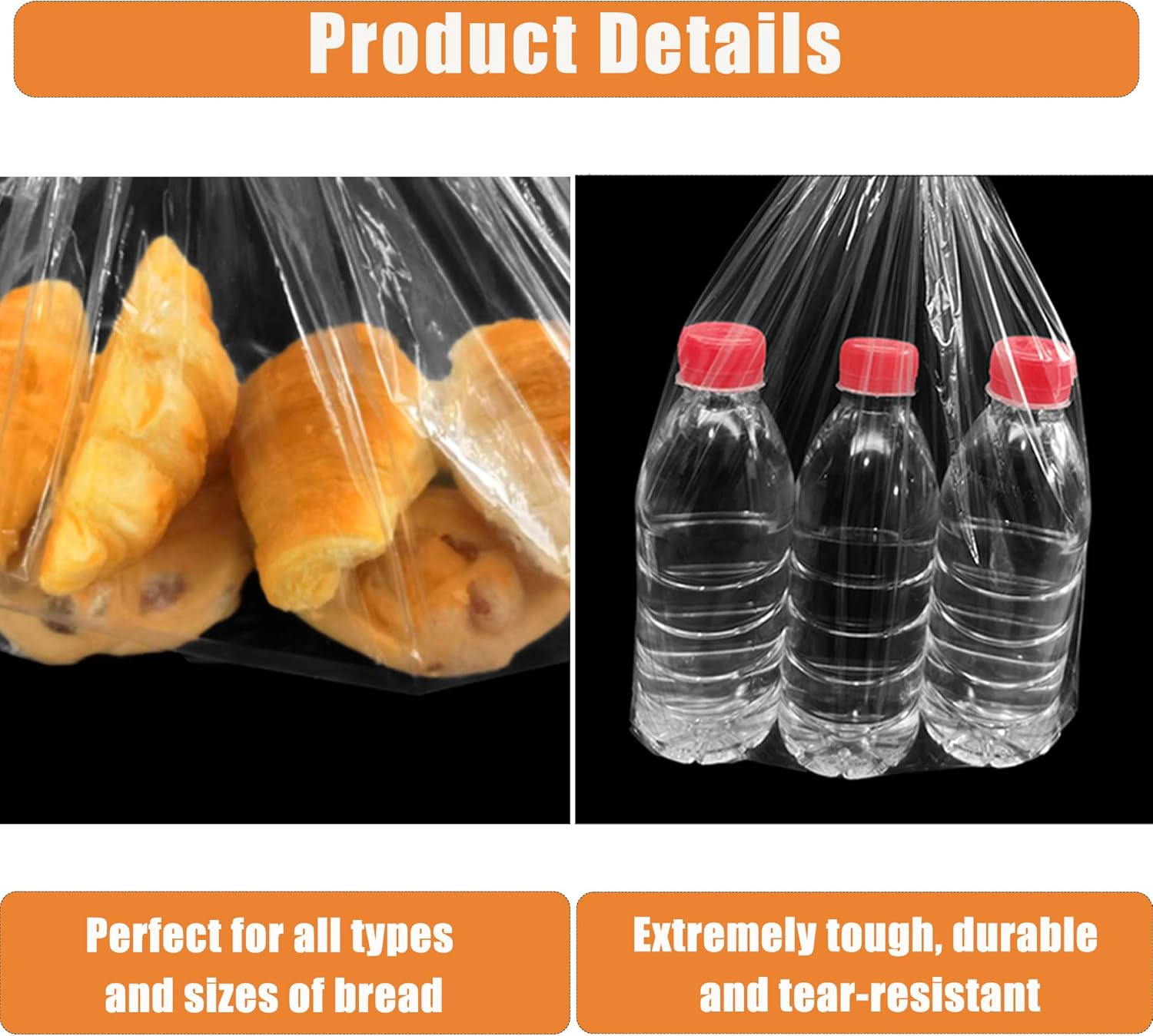 120Pcs Plastic Bread Bags for Homemade Bread and 120 Ties, 18 x 8 x 4 Inch Reusable Clear Loaf Bags, Adjustable, Perfect for Home Bakers and Bakeries (120Pcs) - Image 4