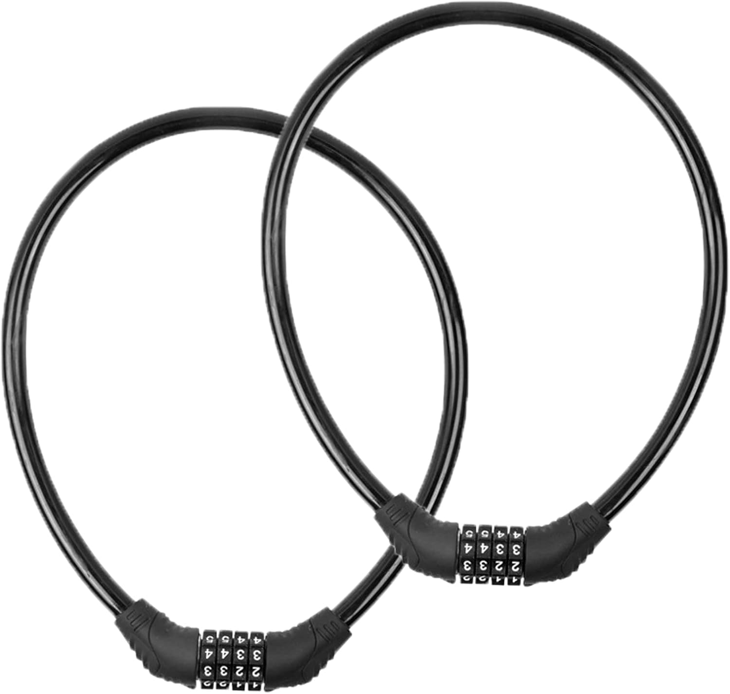 2 PACK Bike Locks Cable,Anti Theft Bicycle Lock Chain,4 Digit Security Resettable Bike Combination Lock Self Coiling Combination Cable Combo Bike Locks Without Mounting Bracket,2 Feetx1/2 Inch (Black) - Image 1