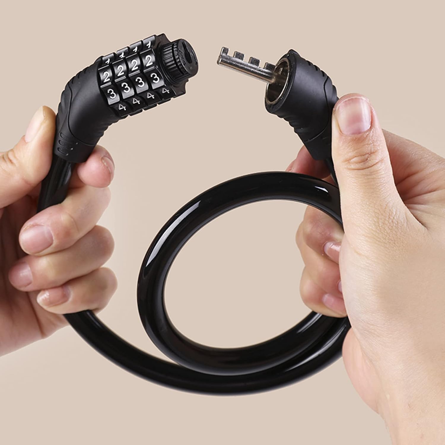 2 PACK Bike Locks Cable,Anti Theft Bicycle Lock Chain,4 Digit Security Resettable Bike Combination Lock Self Coiling Combination Cable Combo Bike Locks Without Mounting Bracket,2 Feetx1/2 Inch (Black) - Image 4