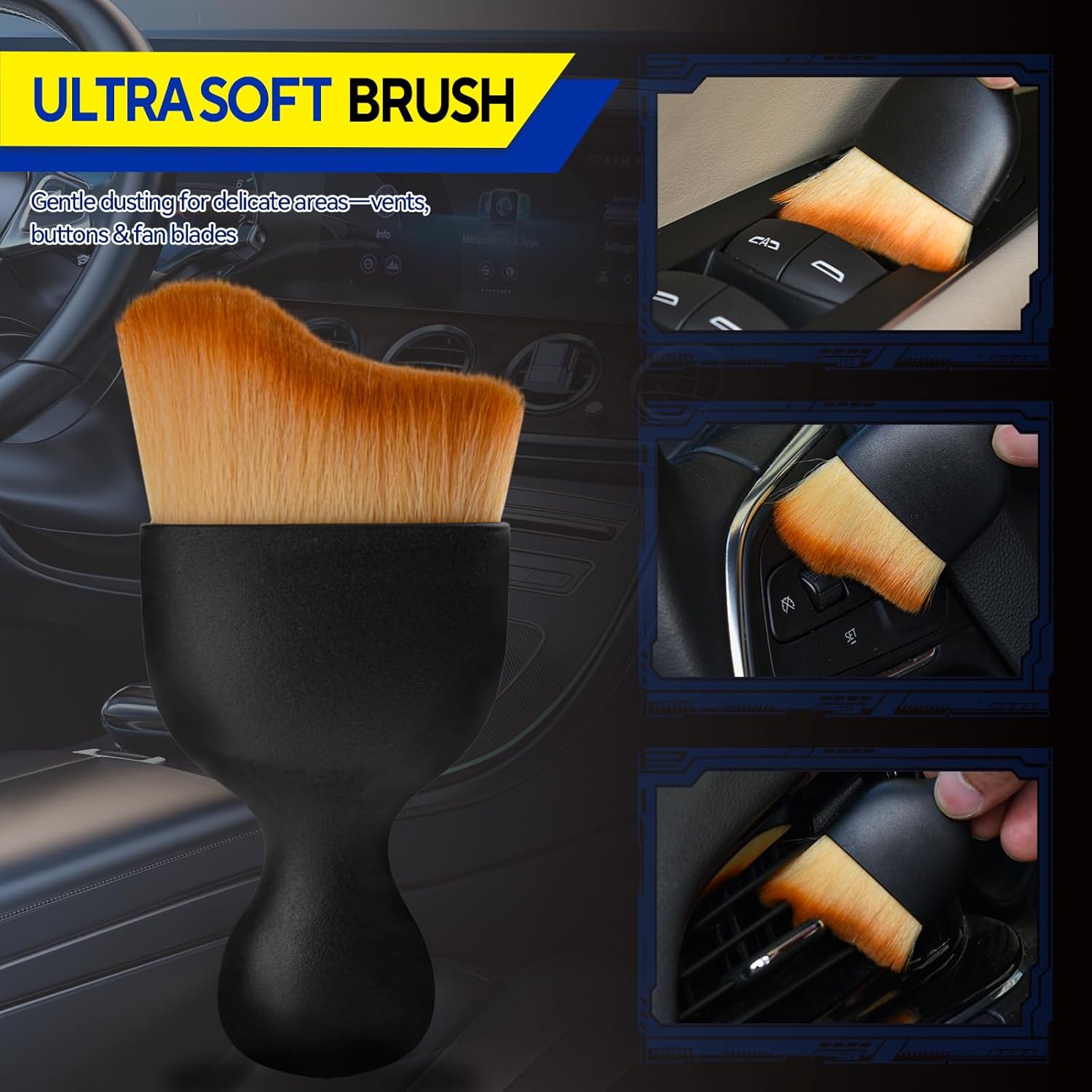 7PCS Car Deng Brush Kit - Ultra Soft Boars Hair Car Interior Deng Brushes, Includes 4 Different Brushes, Multi-use for Cleaning Interior or Exterior - Perfect Car Accessory Gift - Image 7