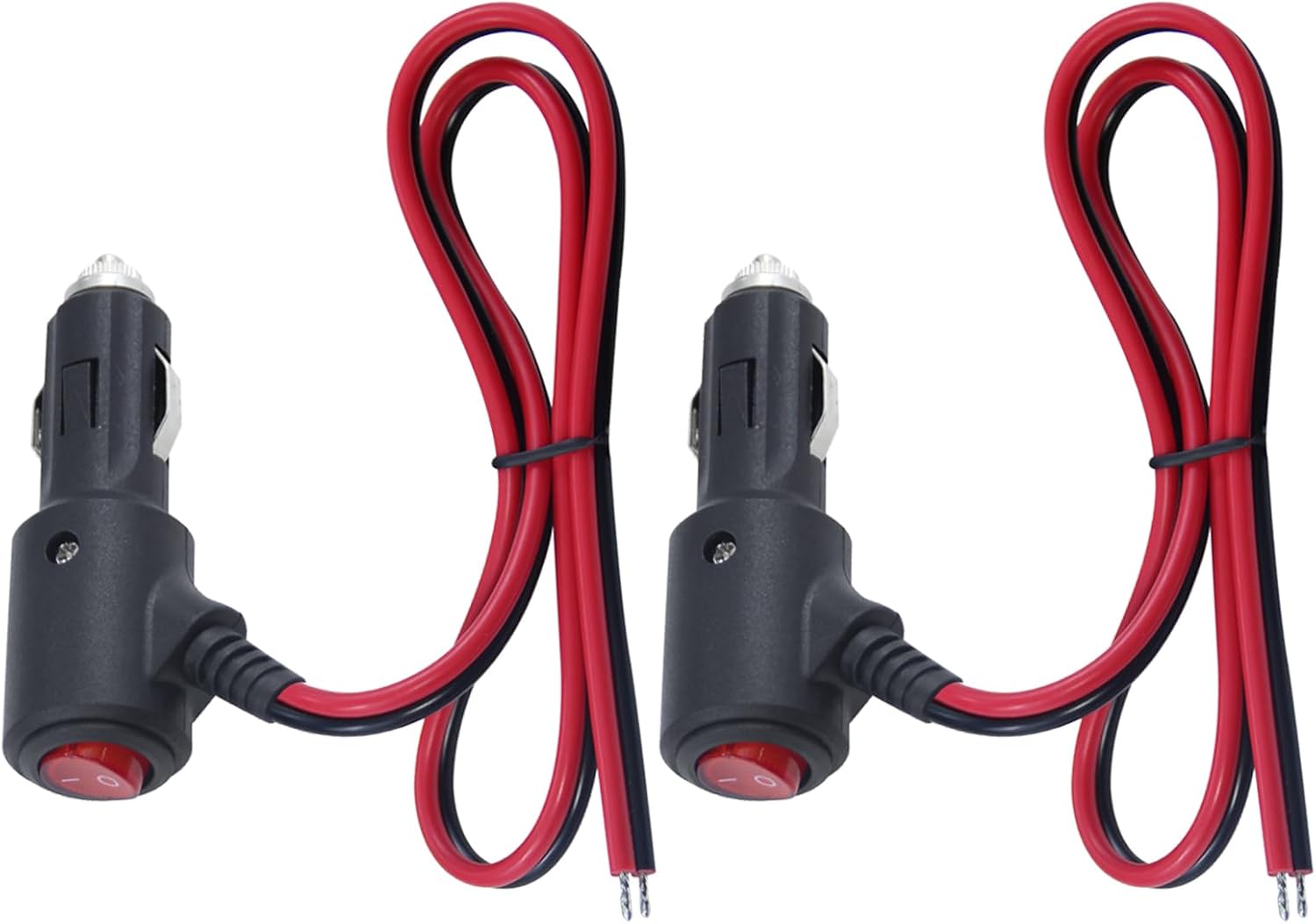 12Volt Replacement Cigarette Lighter Male Plug with On Off Switch - 2FT 12V Fused 15amp Cigarette Male Plug with 16gauge Leads, 12V DC Car Plug for Car Cooler,Cb Radio, Air Compressor[2PACK] - Image 1