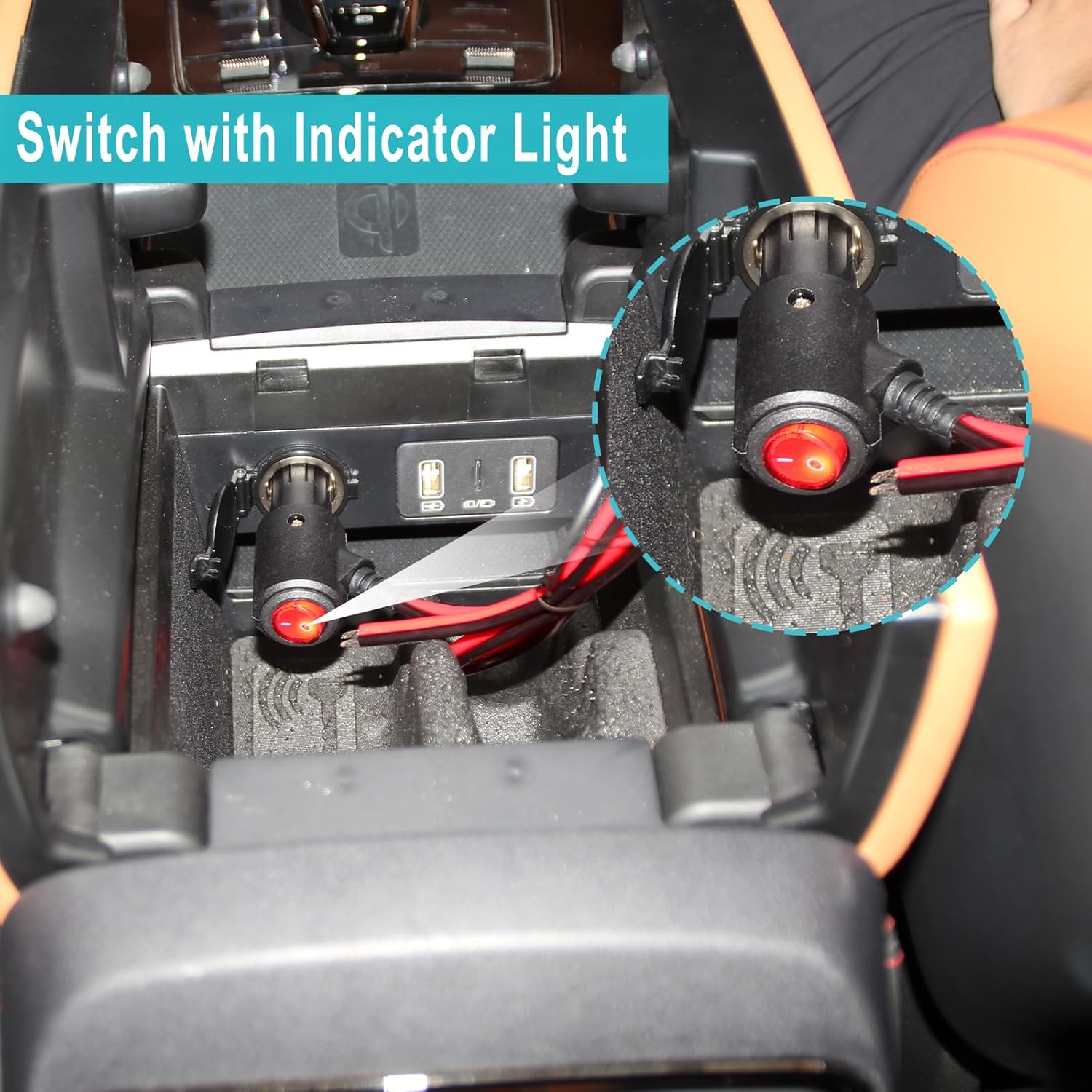 12Volt Replacement Cigarette Lighter Male Plug with On Off Switch - 2FT 12V Fused 15amp Cigarette Male Plug with 16gauge Leads, 12V DC Car Plug for Car Cooler,Cb Radio, Air Compressor[2PACK] - Image 3
