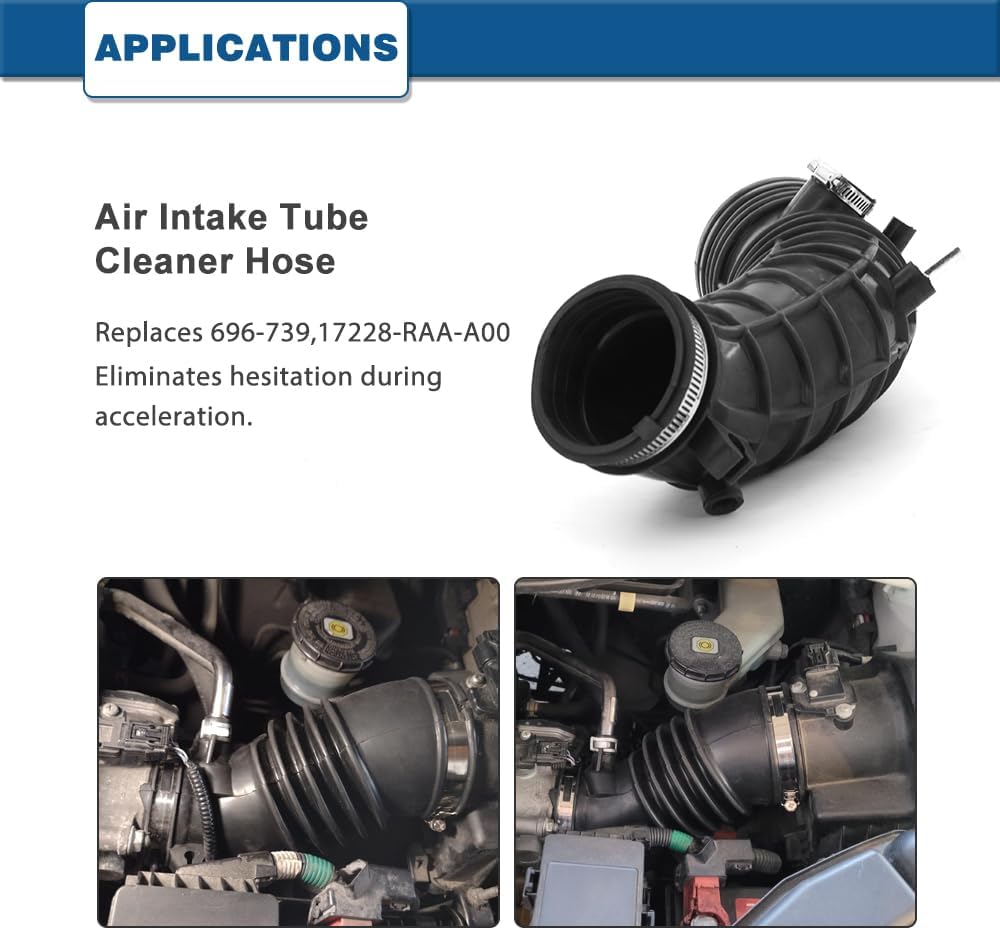 Air Intake Hose Compatible with Honda Accord 2003 2004 2005 2006, 2007 2.4L 17228 RAA A00 17228RAAA00 696-739 - Image 3