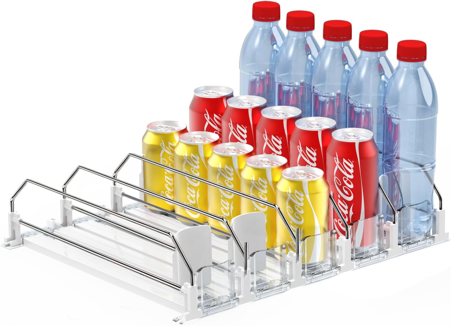 Drink Dispenser for Fridge,Automatic Pusher Glide Soda Can Dispenser for Refrigerator and Adjustable Width - Storage 25 Cans - Image 1