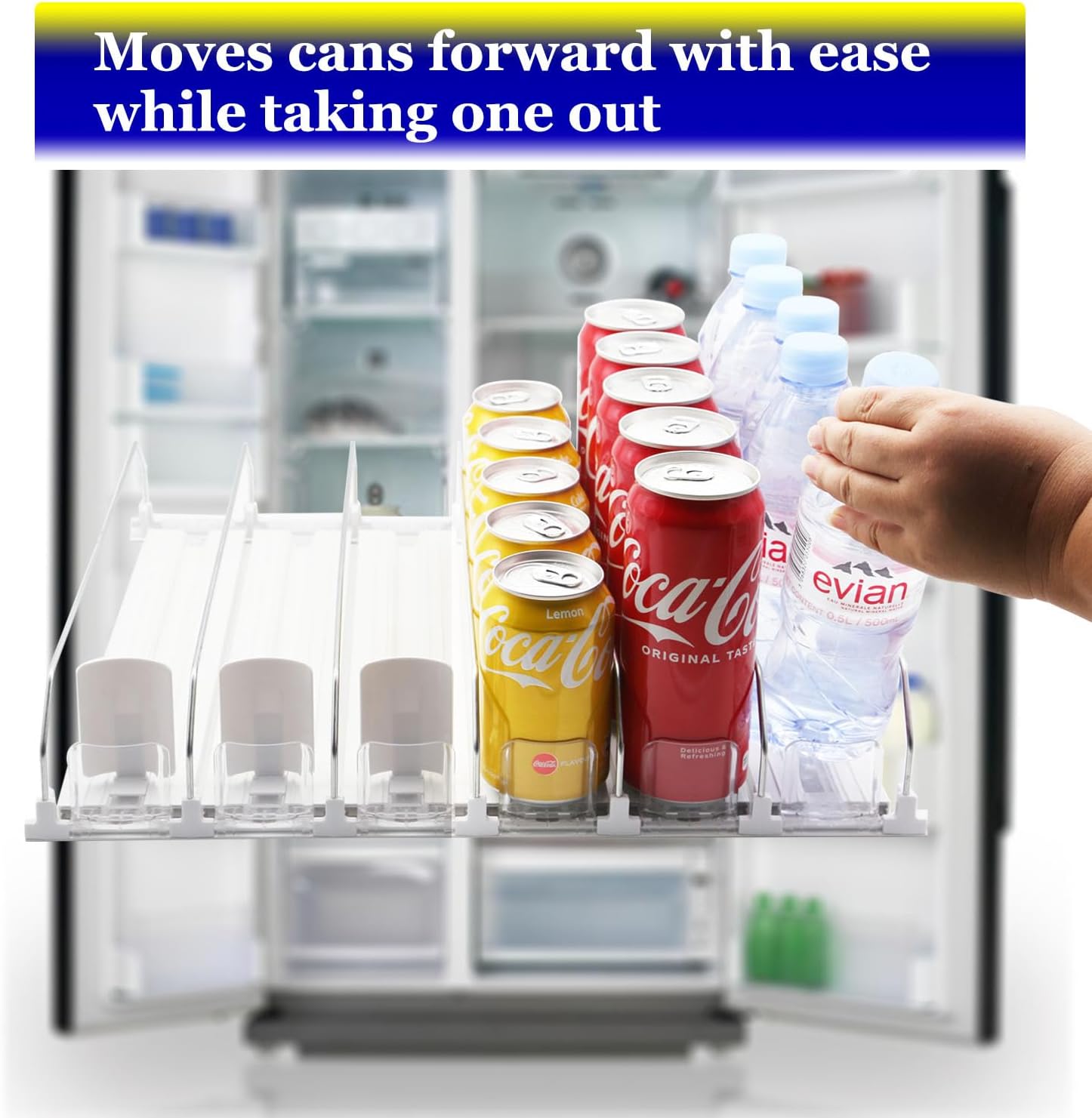 Drink Dispenser for Fridge,Automatic Pusher Glide Soda Can Dispenser for Refrigerator and Adjustable Width - Storage 25 Cans - Image 2