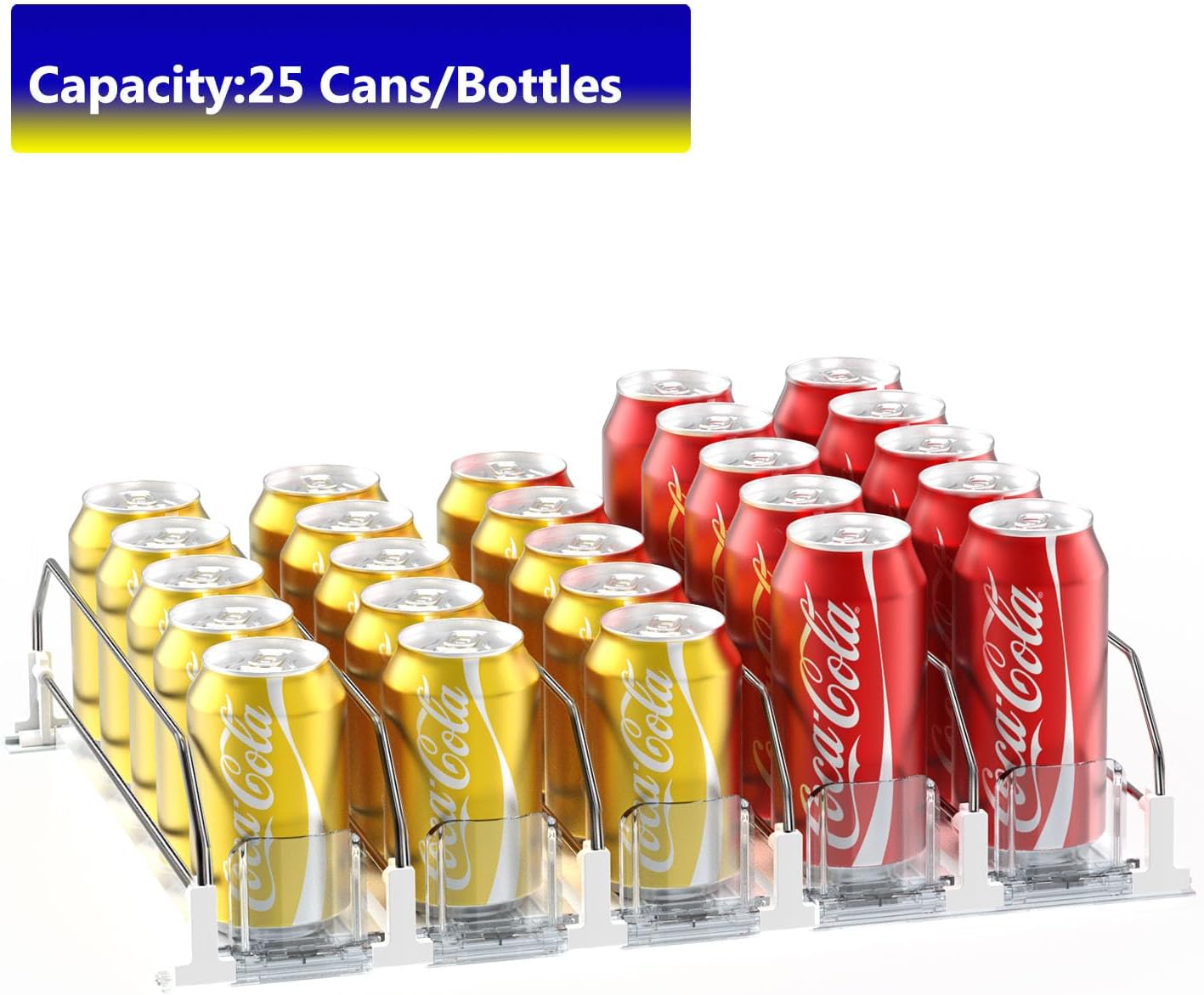 Drink Dispenser for Fridge,Automatic Pusher Glide Soda Can Dispenser for Refrigerator and Adjustable Width - Storage 25 Cans - Image 5