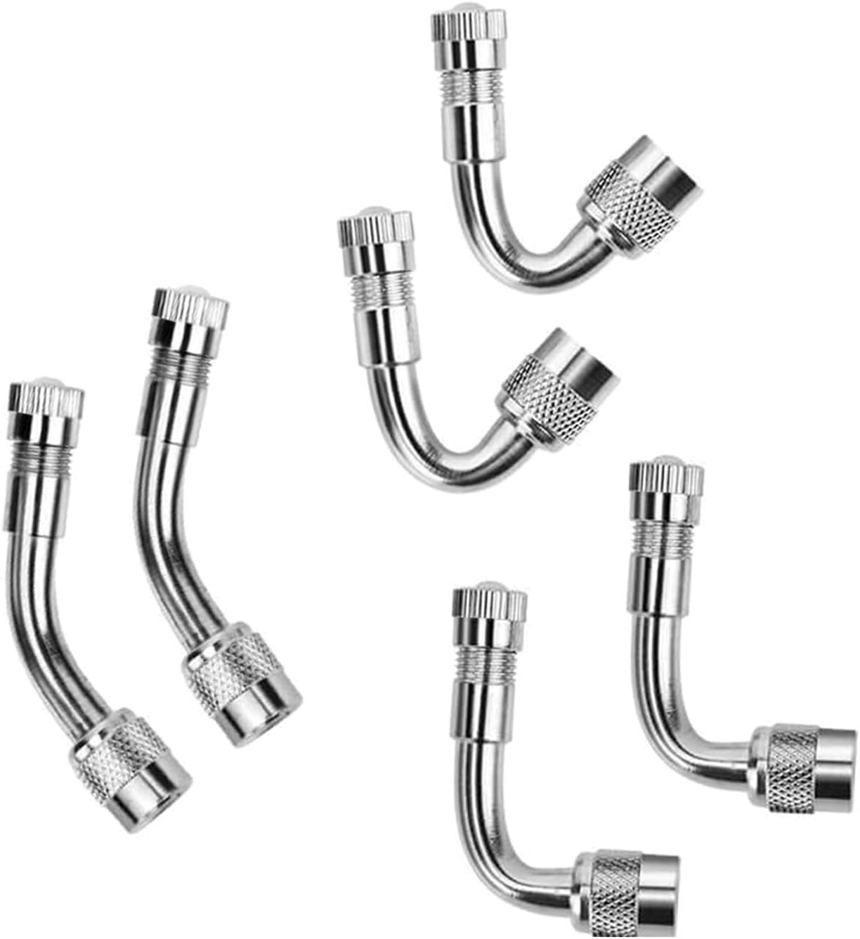 6 PCS 45 Degree 90 Degree 135 Degree Metal Valve Stem Extenders, Universal Valve Stem Extensions Compatible for Dual Wheels Passenger Cars, Stroller, RV, Motorcycles, Bicycles, Trailers - Image 1