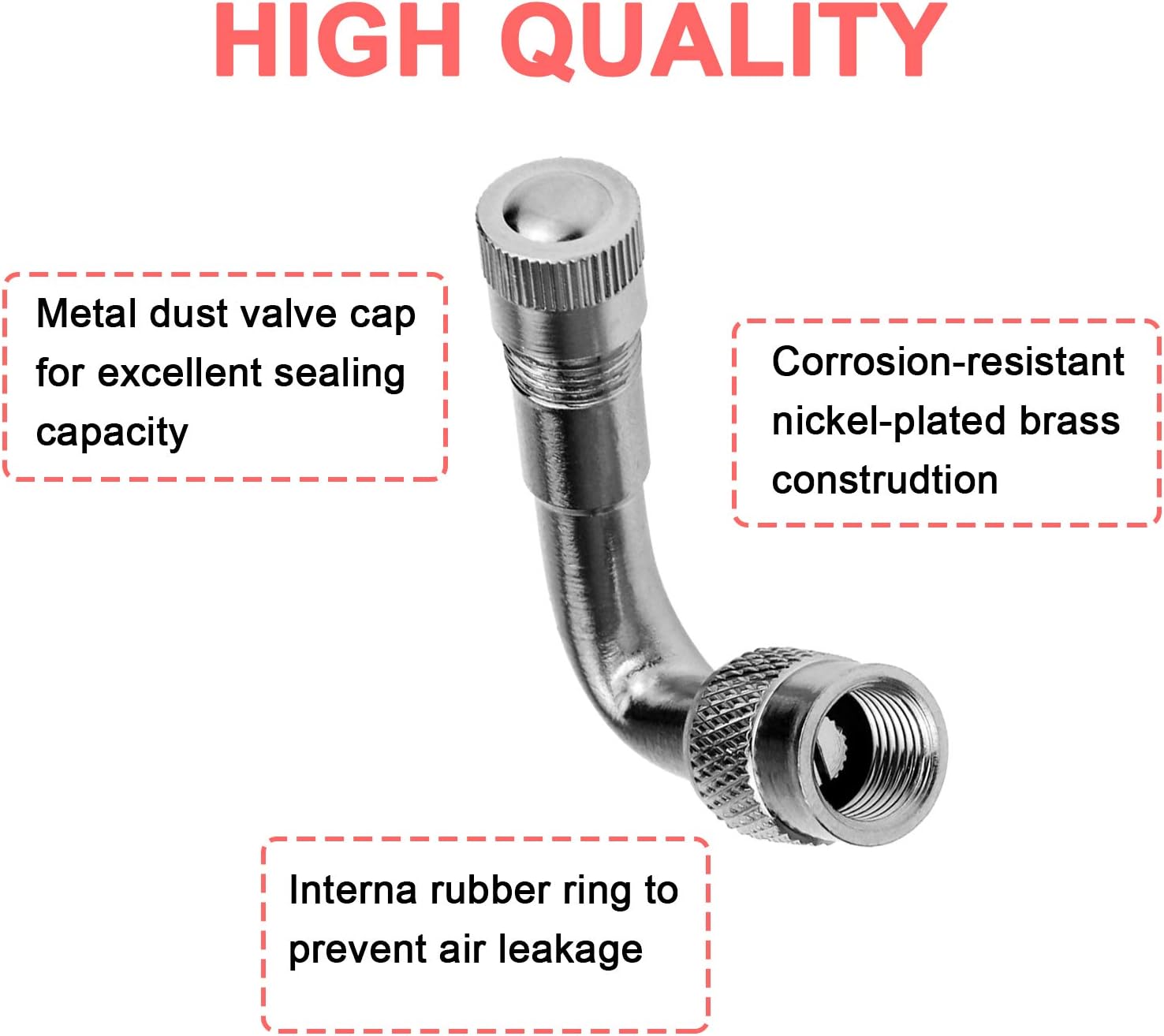 6 PCS 45 Degree 90 Degree 135 Degree Metal Valve Stem Extenders, Universal Valve Stem Extensions Compatible for Dual Wheels Passenger Cars, Stroller, RV, Motorcycles, Bicycles, Trailers - Image 2