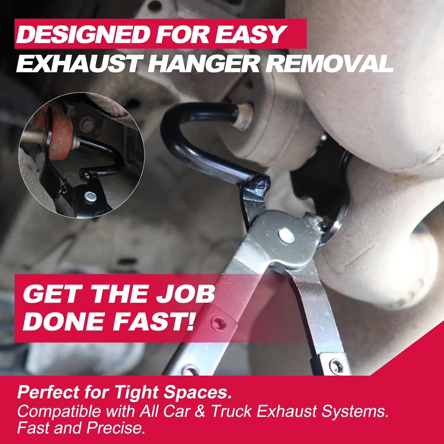 Exhaust Hanger Removal Tool, Heavy-Duty Exhaust Hanger Pliers for Car & Truck Rubber Exhaust Hangers, 25° Offset Design, Non-Slip Grip, Compatible with Most Exhaust Systems - Image 4
