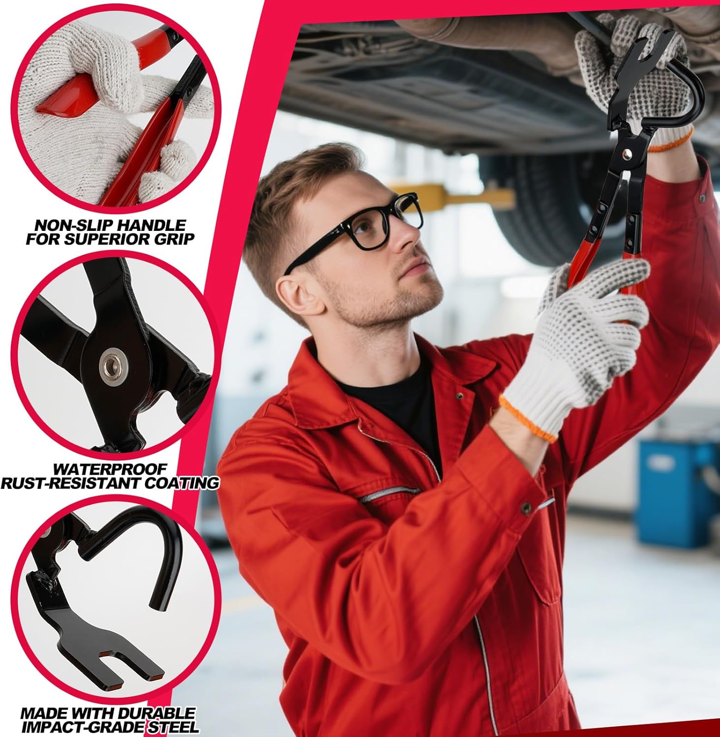 Exhaust Hanger Removal Tool, Heavy-Duty Exhaust Hanger Pliers for Car & Truck Rubber Exhaust Hangers, 25° Offset Design, Non-Slip Grip, Compatible with Most Exhaust Systems - Image 5