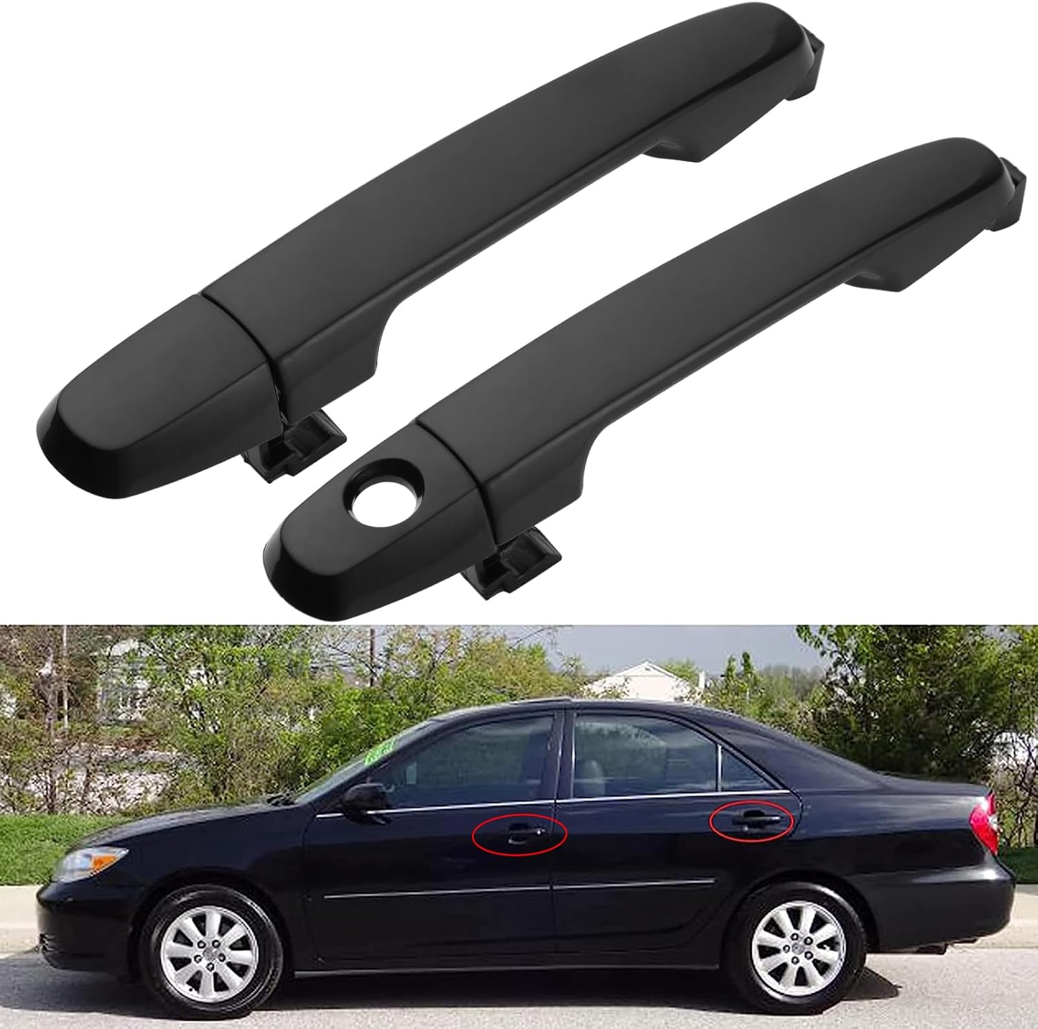 4Pcs Exterior Door Handles for Toyota Camry 2002-2006, Corolla Matrix 2003-2013, RAV4 2001-2012, Prius 04-09, Pontiac Vibe 2003-2010, Front & Rear Driver & Passenger Side Replaces# 81309 92894 - Image 3