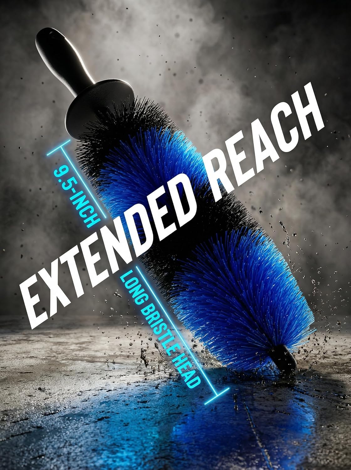 Master Wheel & Tire Brush, Easy Reach Wheel and Rim Deng Brush Long Soft Bristle, Car Tire Brush, Wheel Scrub Brush, Multipurpose use for Wheels Rims Exhaust Tips Motorcycles (Blue) - Image 2