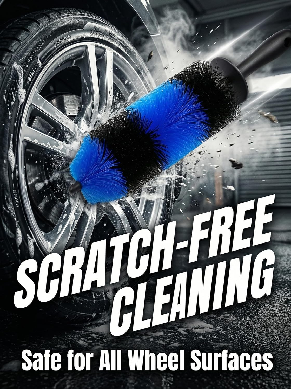 Master Wheel & Tire Brush, Easy Reach Wheel and Rim Deng Brush Long Soft Bristle, Car Tire Brush, Wheel Scrub Brush, Multipurpose use for Wheels Rims Exhaust Tips Motorcycles (Blue) - Image 3