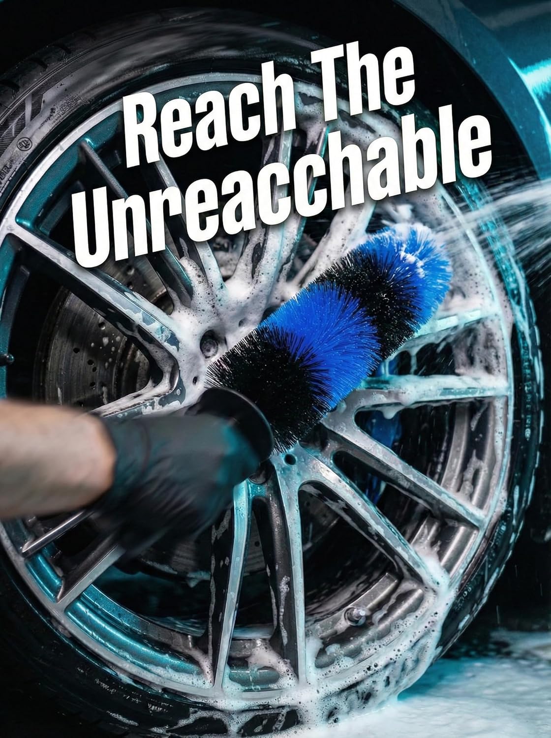 Master Wheel & Tire Brush, Easy Reach Wheel and Rim Deng Brush Long Soft Bristle, Car Tire Brush, Wheel Scrub Brush, Multipurpose use for Wheels Rims Exhaust Tips Motorcycles (Blue) - Image 6