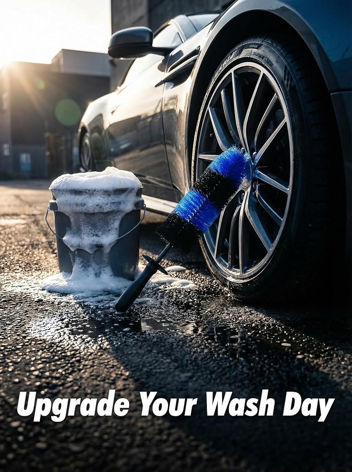 Master Wheel & Tire Brush, Easy Reach Wheel and Rim Deng Brush Long Soft Bristle, Car Tire Brush, Wheel Scrub Brush, Multipurpose use for Wheels Rims Exhaust Tips Motorcycles (Blue) - Image 7