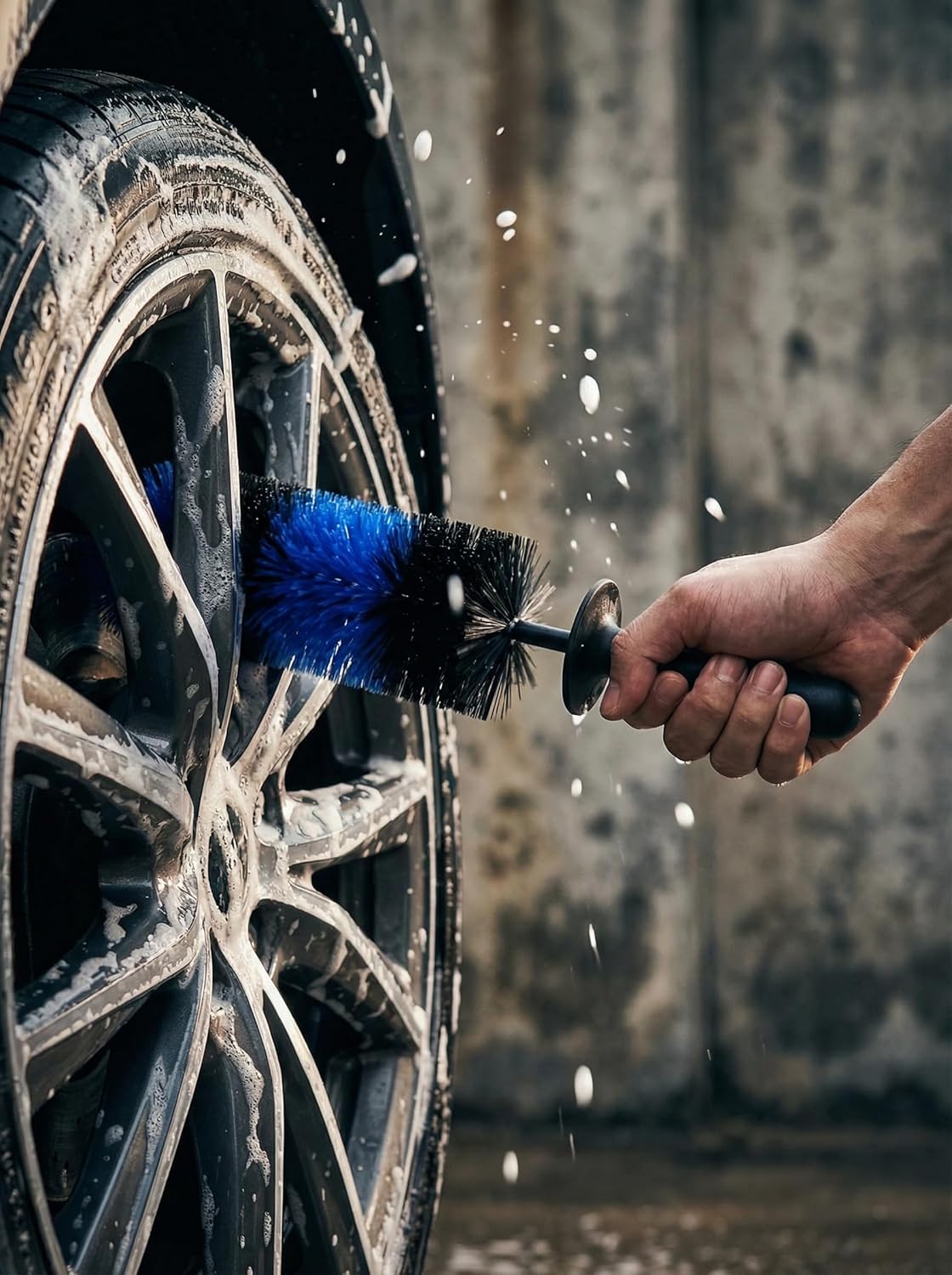 Master Wheel & Tire Brush, Easy Reach Wheel and Rim Deng Brush Long Soft Bristle, Car Tire Brush, Wheel Scrub Brush, Multipurpose use for Wheels Rims Exhaust Tips Motorcycles (Blue) - Image 8