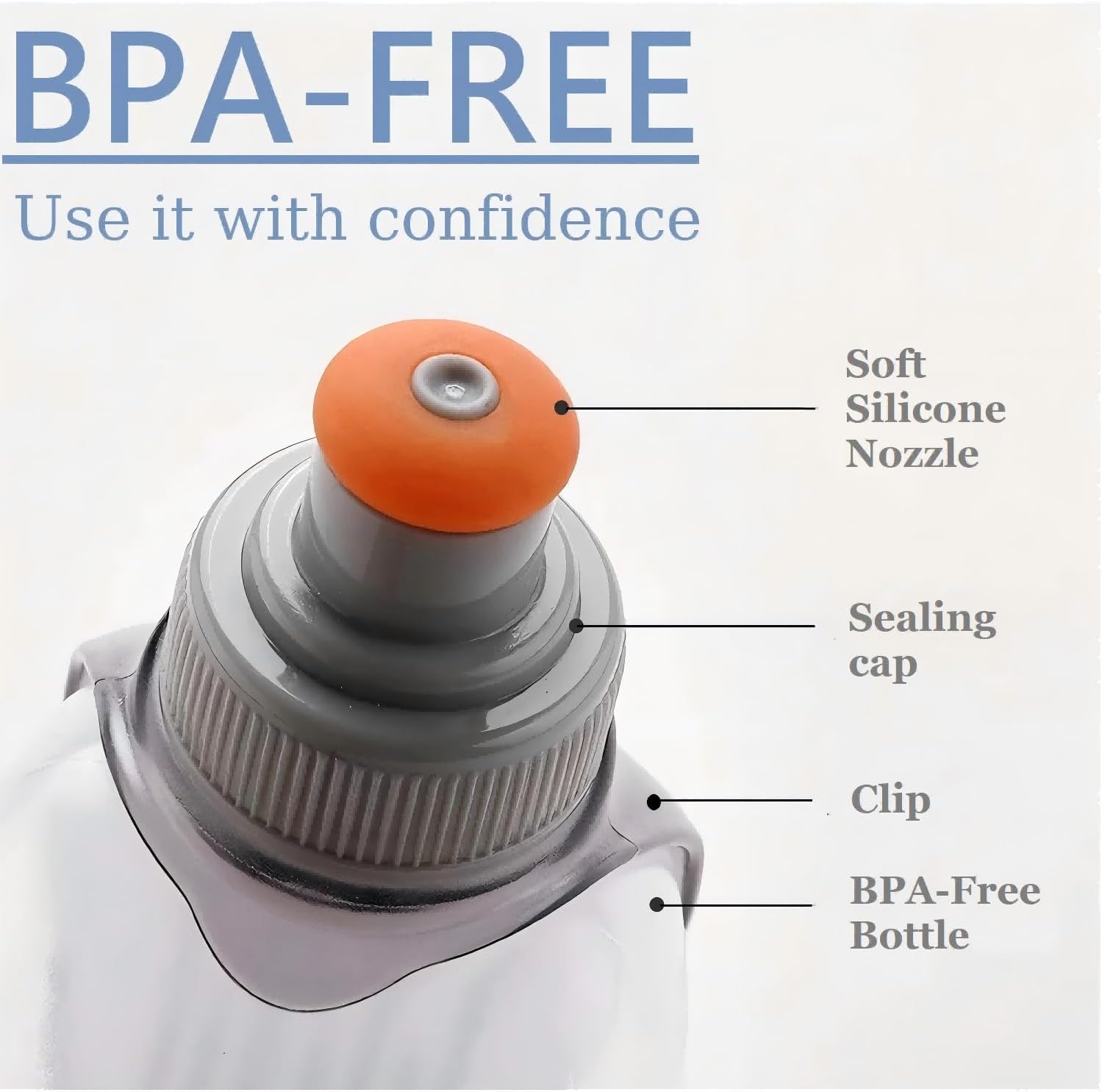Water Bottle for Running No Bounce Water Bottle with Clip and Cover Cap,BPA-Free Plastic, 8.8oz (250ml) for Running/Marathon/Walking/Hiking/Cycling/Trail/Skiing (2 Pack) - Image 3