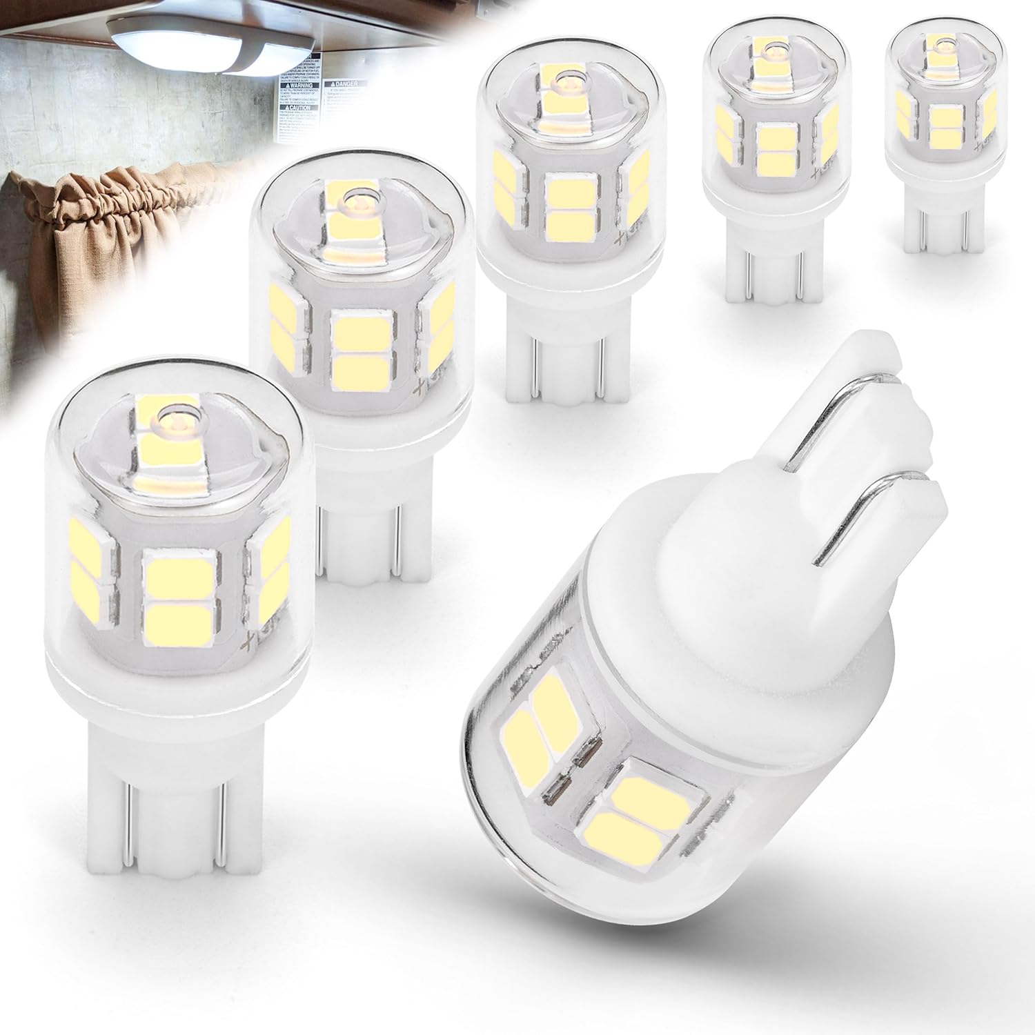 Bright T10 921 922 912 Led Bulbs for 12V RV Tralier Interior Ceiling Dome Light, Cool White 6000k, 194 168 LED Replacement Camper Boat Trunk Map License Backup Reverse Width Lamp Landscape Lights,5Pcs - Image 1