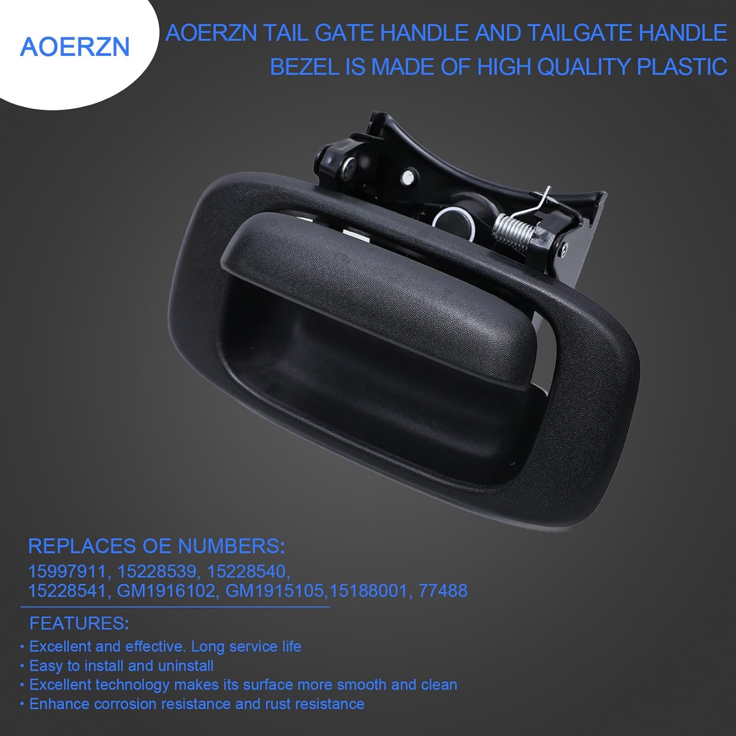 Premium Tailgate Handle Latch and Bezel Trim with Rod Clips, Fits for 1999-2007 Chevy Silverado GMC Sierra 1500 2500 3500, Replaces# 15997911, 15228539, 15228540, 15228541 - Image 4
