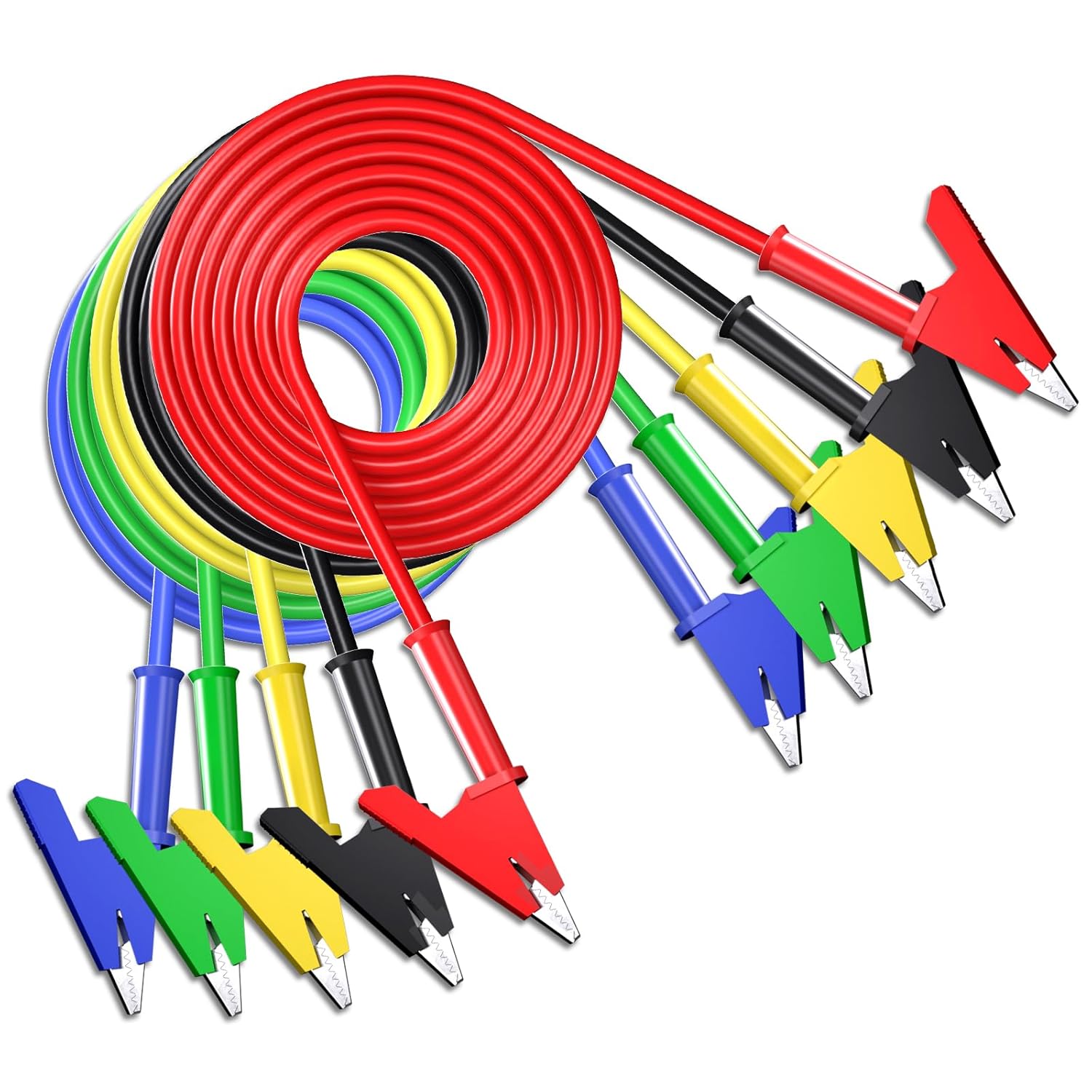 5PCS Alligator Clips Test Leads Dual Ended Crocodile Wire Cable with Insulators Clips Test Flexible Copper Cable for Electrical Testing 3.3ft/1m - Image 1