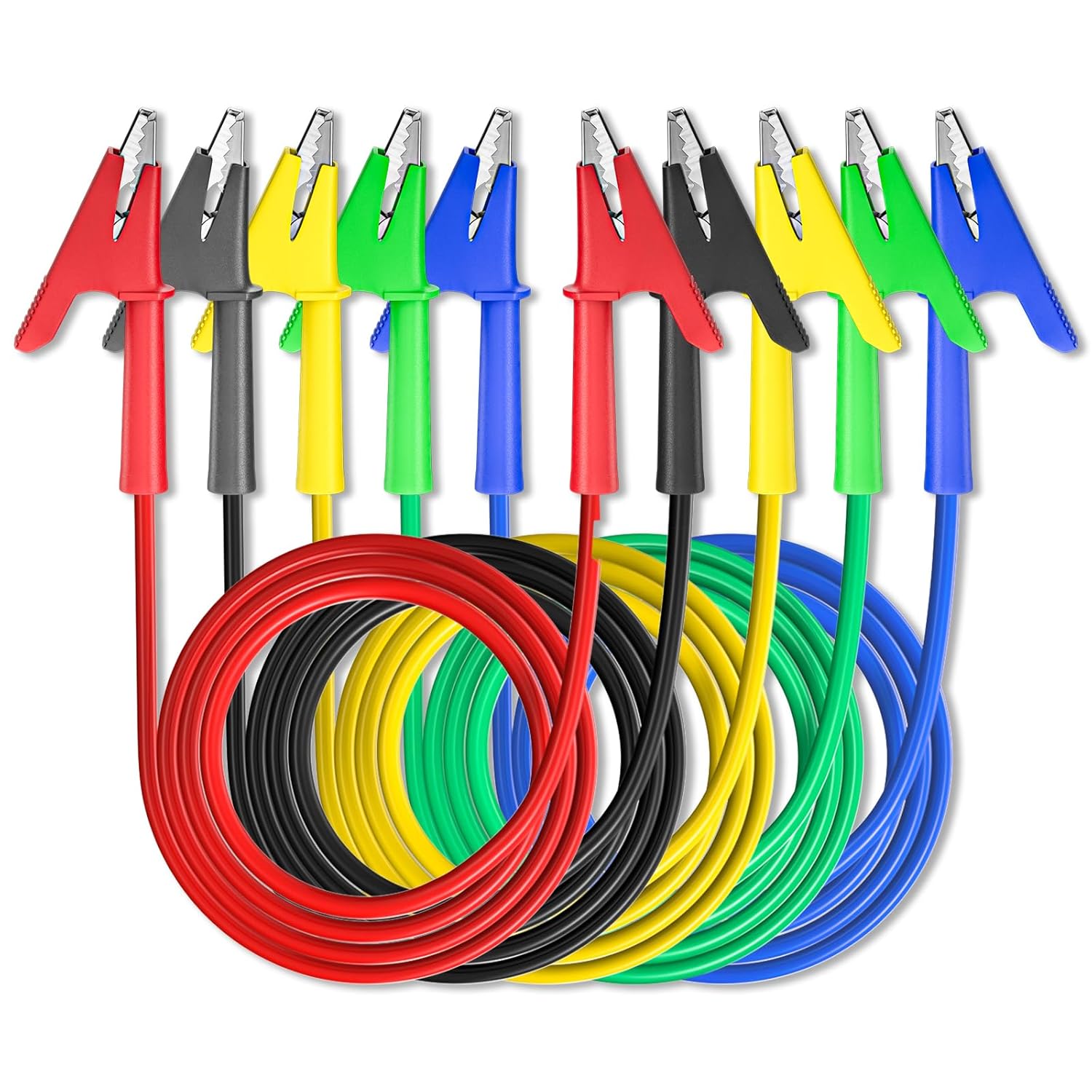 5PCS Alligator Clips Test Leads Dual Ended Crocodile Wire Cable with Insulators Clips Test Flexible Copper Cable for Electrical Testing 6.56ft/2m - Image 1